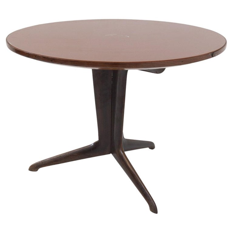 Ico Parisi MidCentury Wooden and Glass Round Table 'Attr.' For Sale at 1stDibs