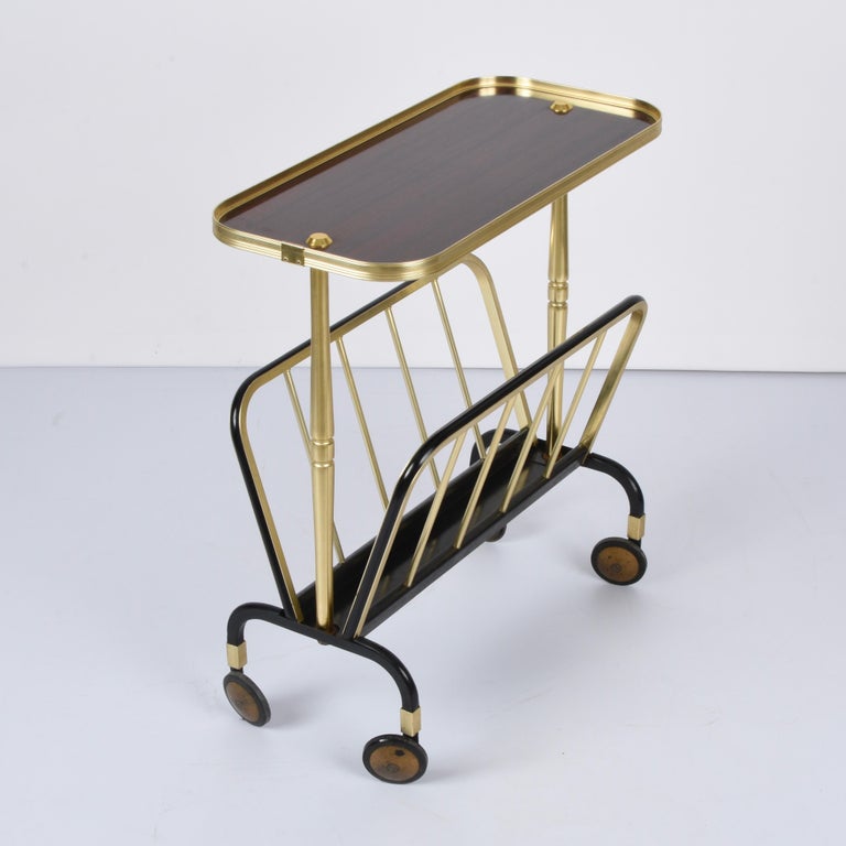 Magazine Rack Trolley Ico Parisi Midcentury Aluminum and Formica Trolley Magazine Rack for MB ...