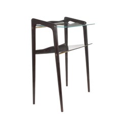 Ico Parisi Midcentury Ebonized Wood and Glass Italian Magazine Table, 1940s