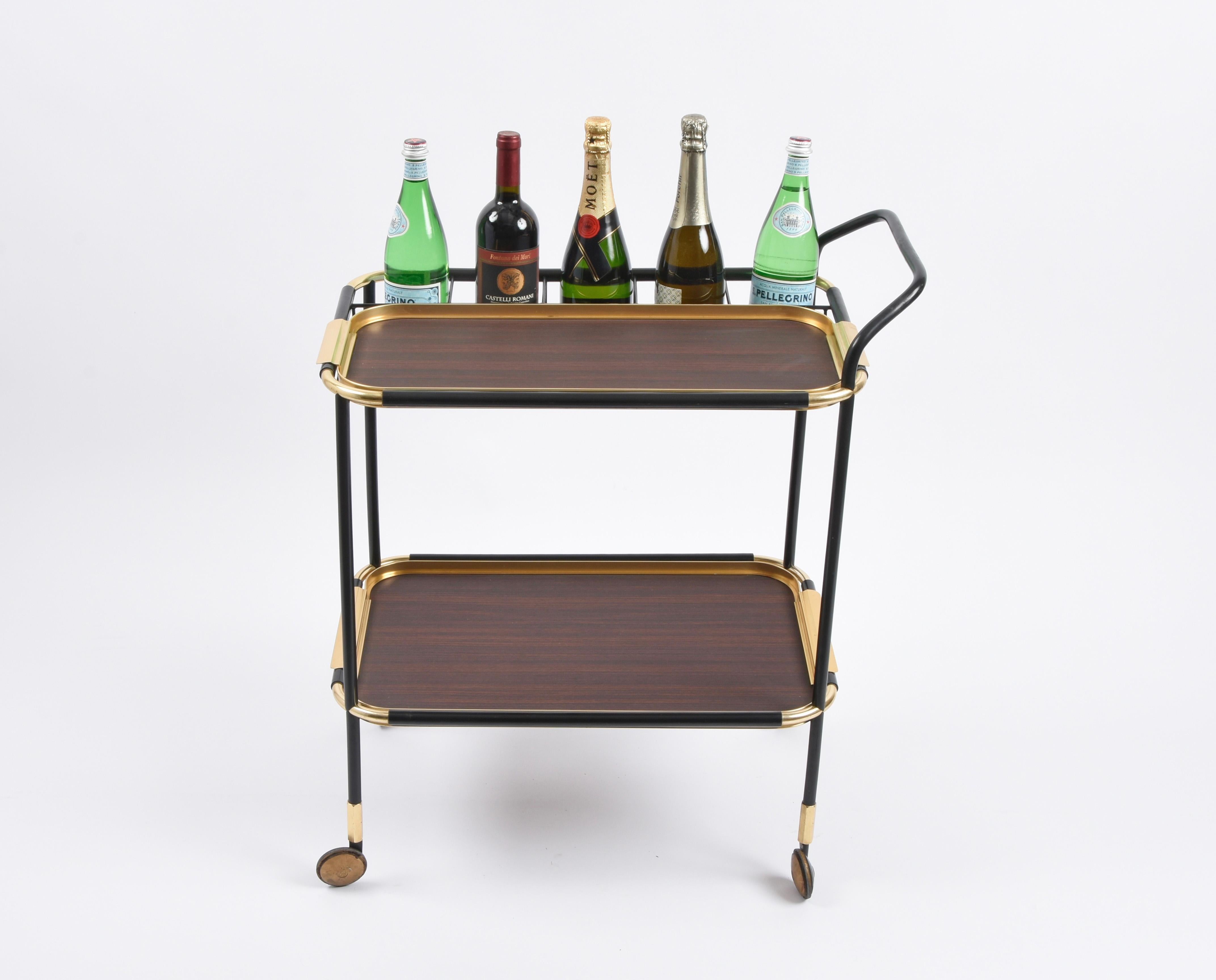 Ico Parisi Mid-Century Mahogany Bar Cart with Trays and Bottle Holder, MB 1960s For Sale 4