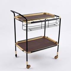 Ico Parisi Mid-Century Mahogany Bar Cart with Trays and Bottle Holder, MB 1960s