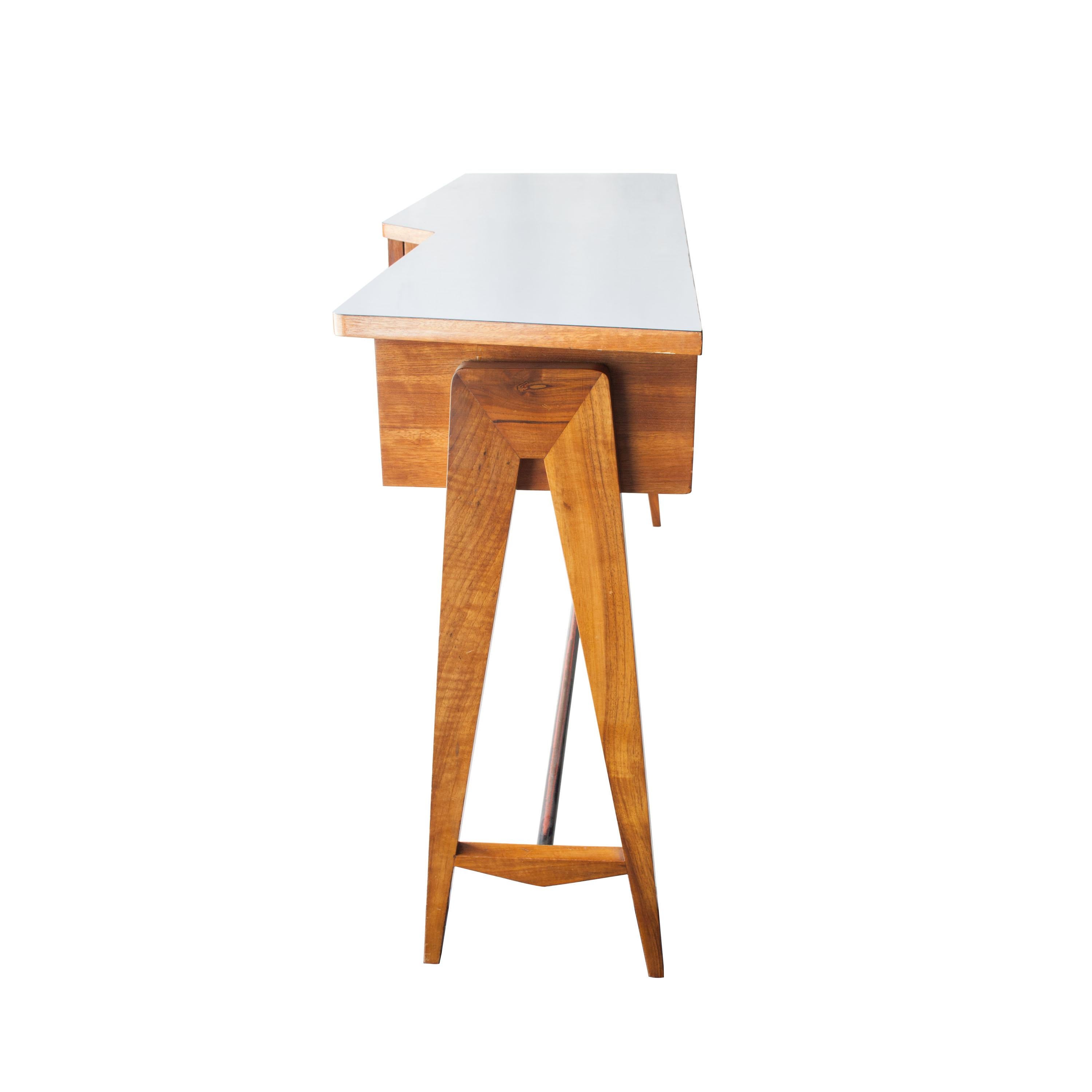 Ico Parisi Mid-Century Modern Rectangular Walnut Mahogany Wood Desk, Italy, 1950 In Good Condition In Madrid, ES