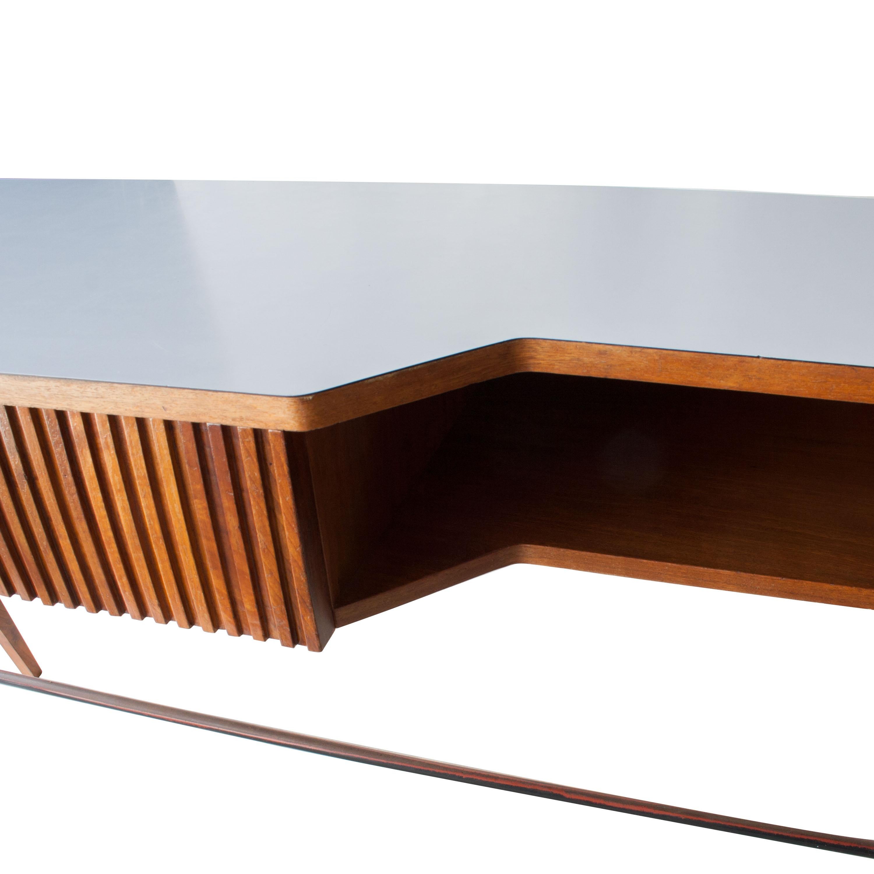 Ico Parisi Mid-Century Modern Rectangular Walnut Mahogany Wood Desk, Italy, 1950 1