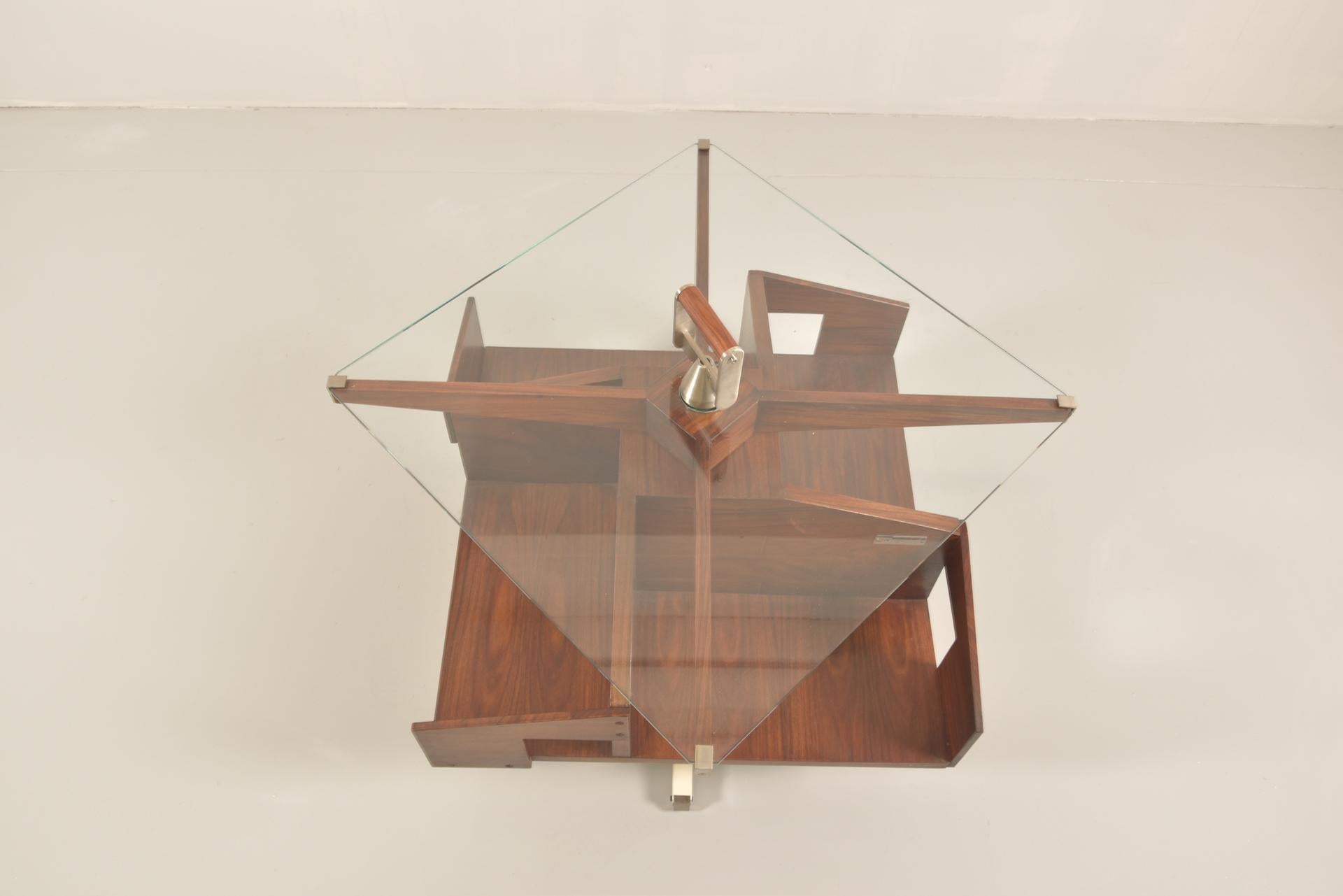 Ico Parisi Midcentury Rosewood Italian Coffee Table with Rotating Shelves, 1950s 5