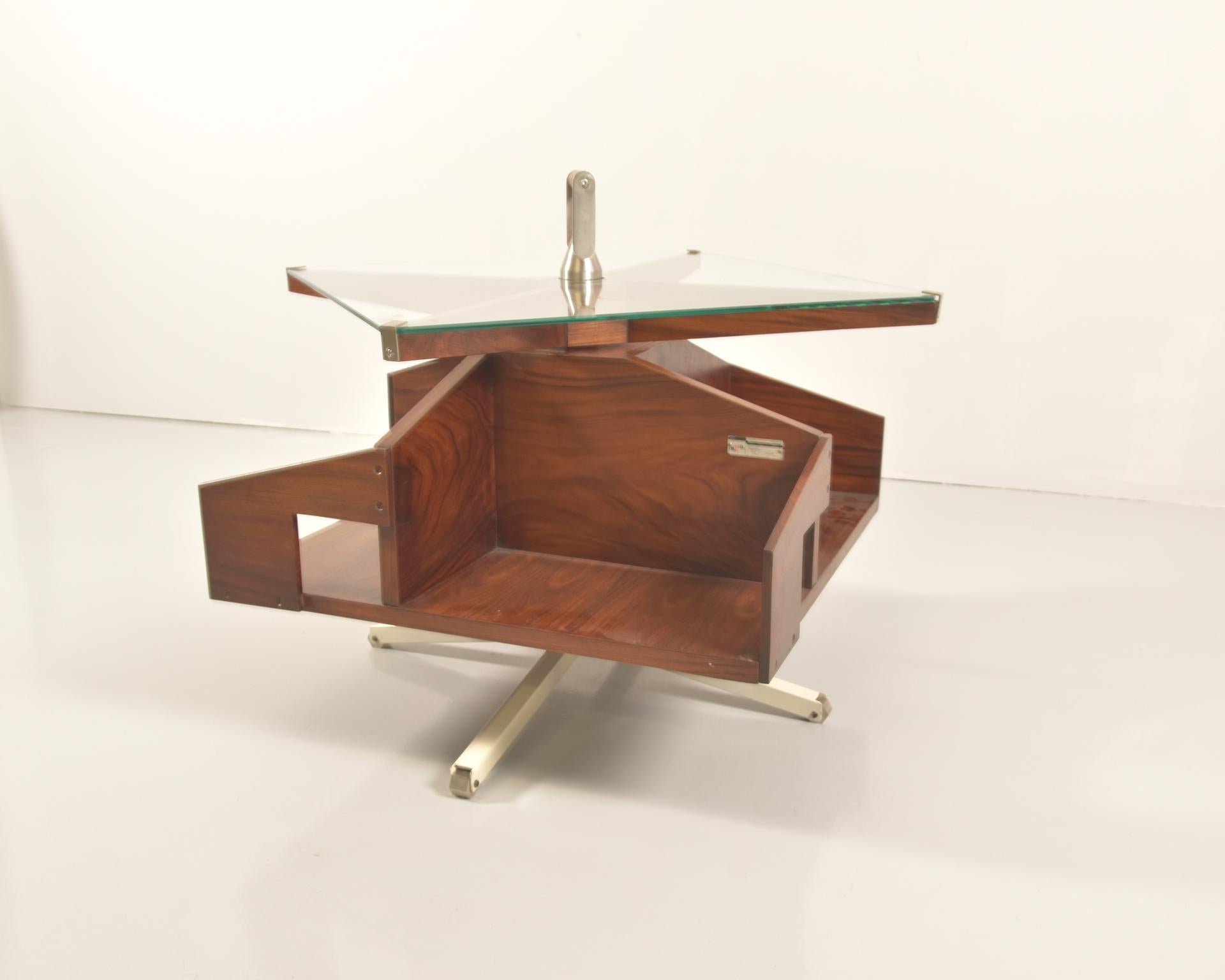 Ico Parisi Midcentury Rosewood Italian Coffee Table with Rotating Shelves, 1950s 6