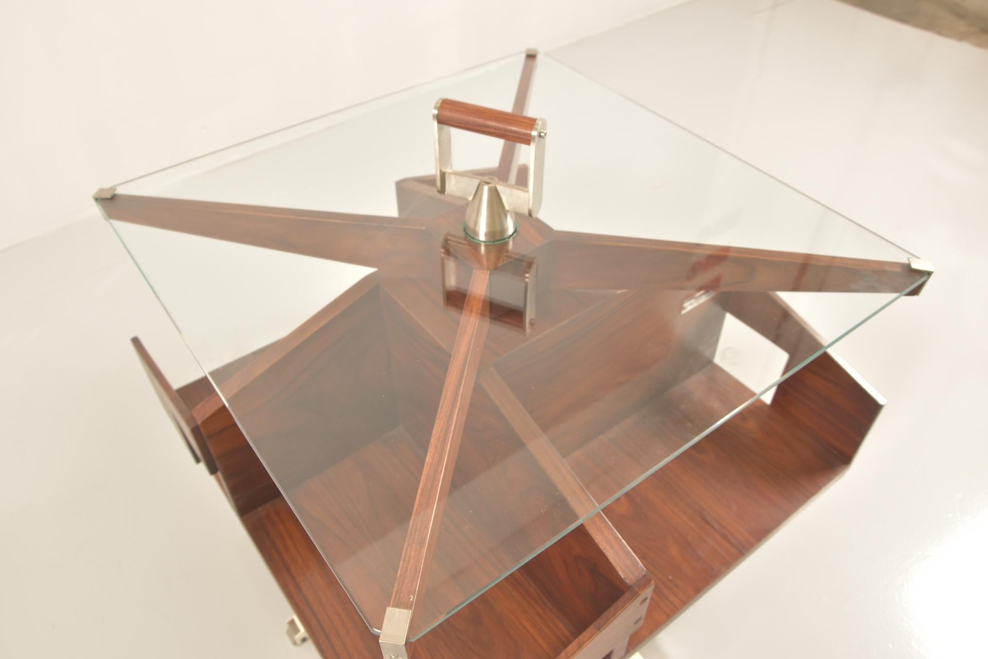 Ico Parisi Midcentury Rosewood Italian Coffee Table with Rotating Shelves, 1950s 4