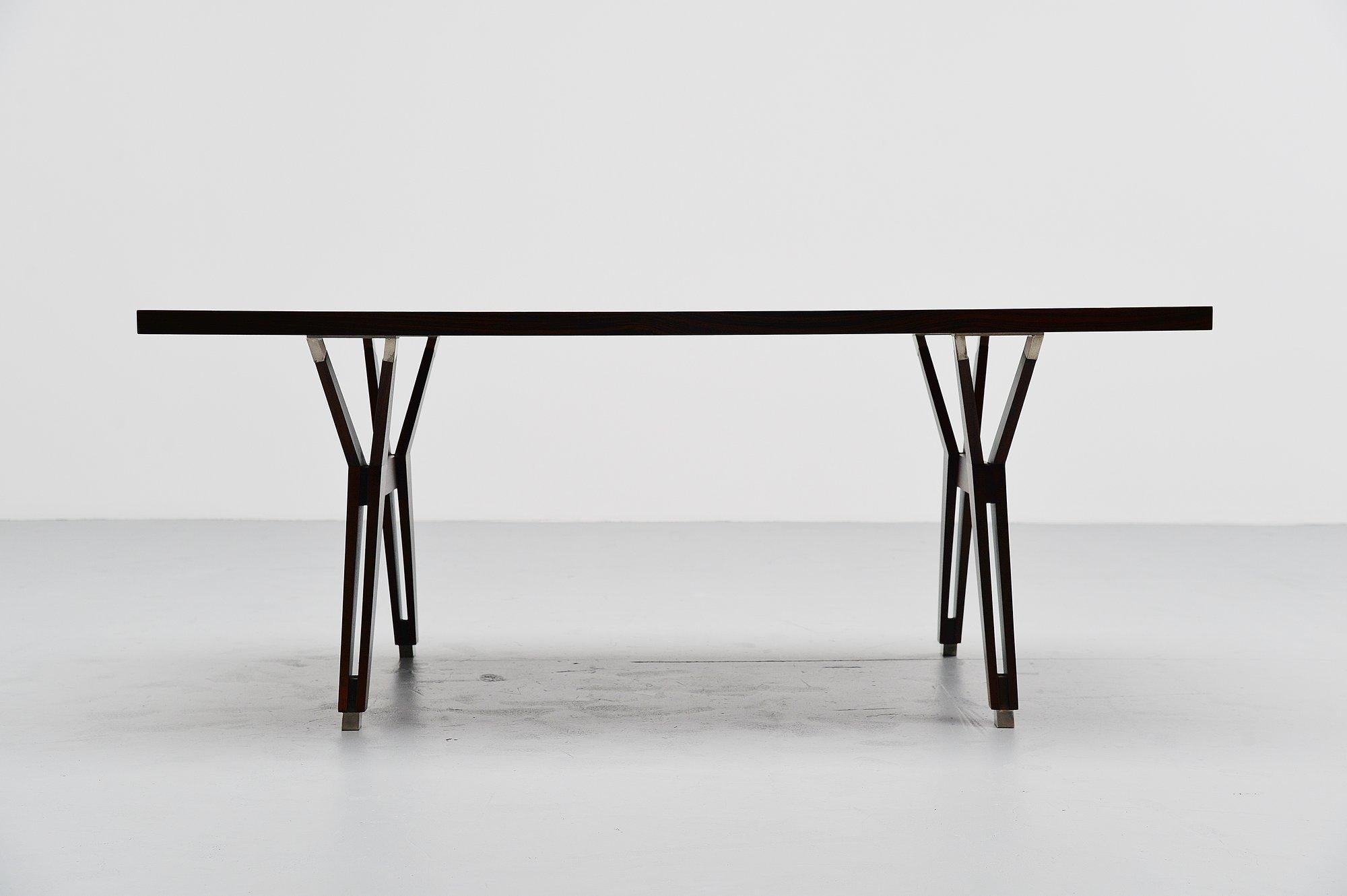 Rosewood dining table designed by one of the most important Italian Designers of his era, Ico Paris. This table is from the Terni series and was manufactured by MIM Roma, Italy, 1958. This table is in rosewood, with very nice deep warm grained