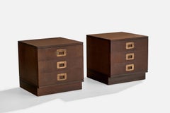 Ico Parisi, Nighstands, Wood, Brass, Italy, 1960s