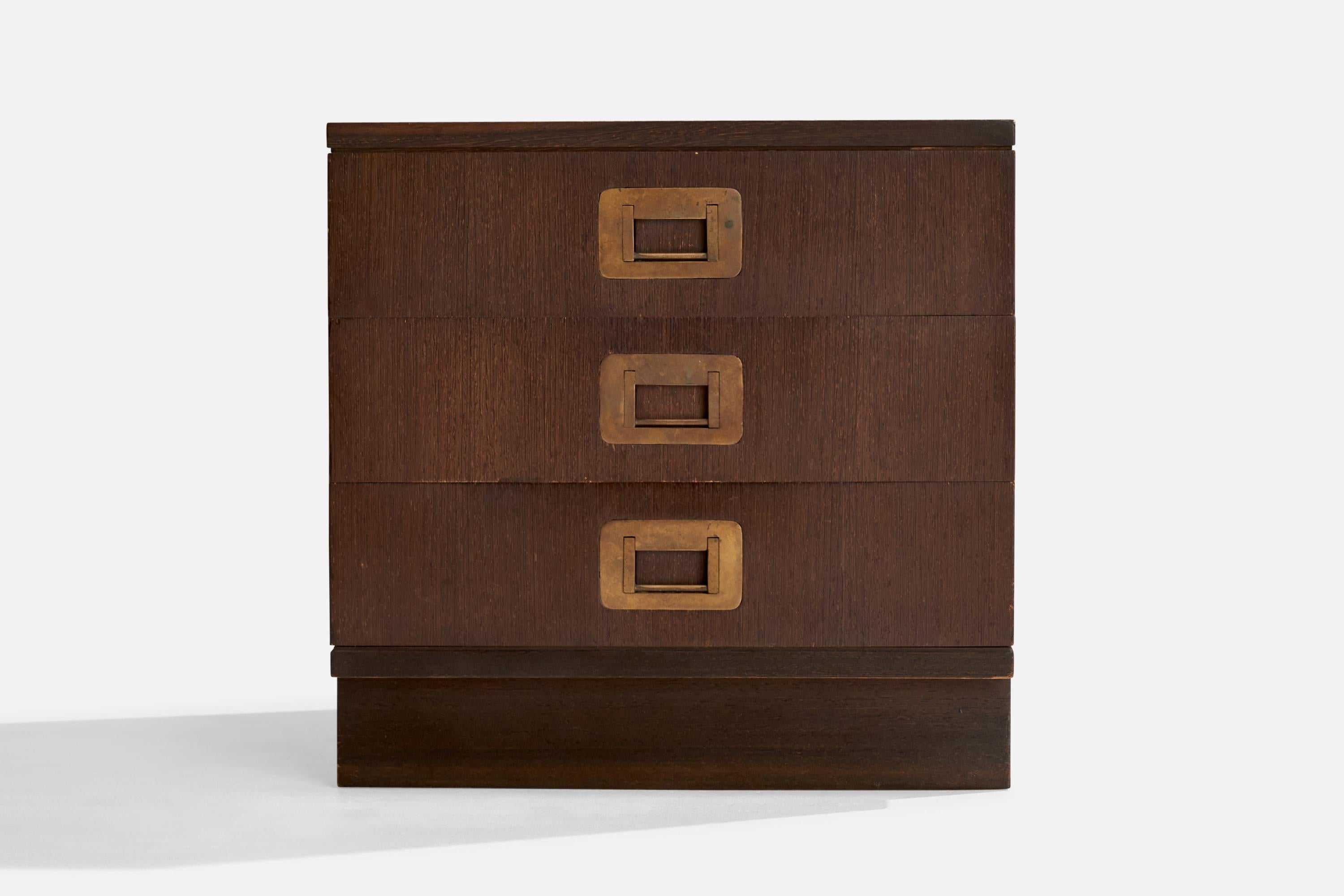 Mid-20th Century Ico Parisi, Nighstands, Wood, Brass, Italy, 1960s For Sale