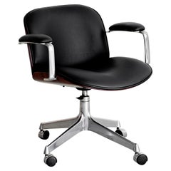 Ico Parisi Office Chair, Black Leather