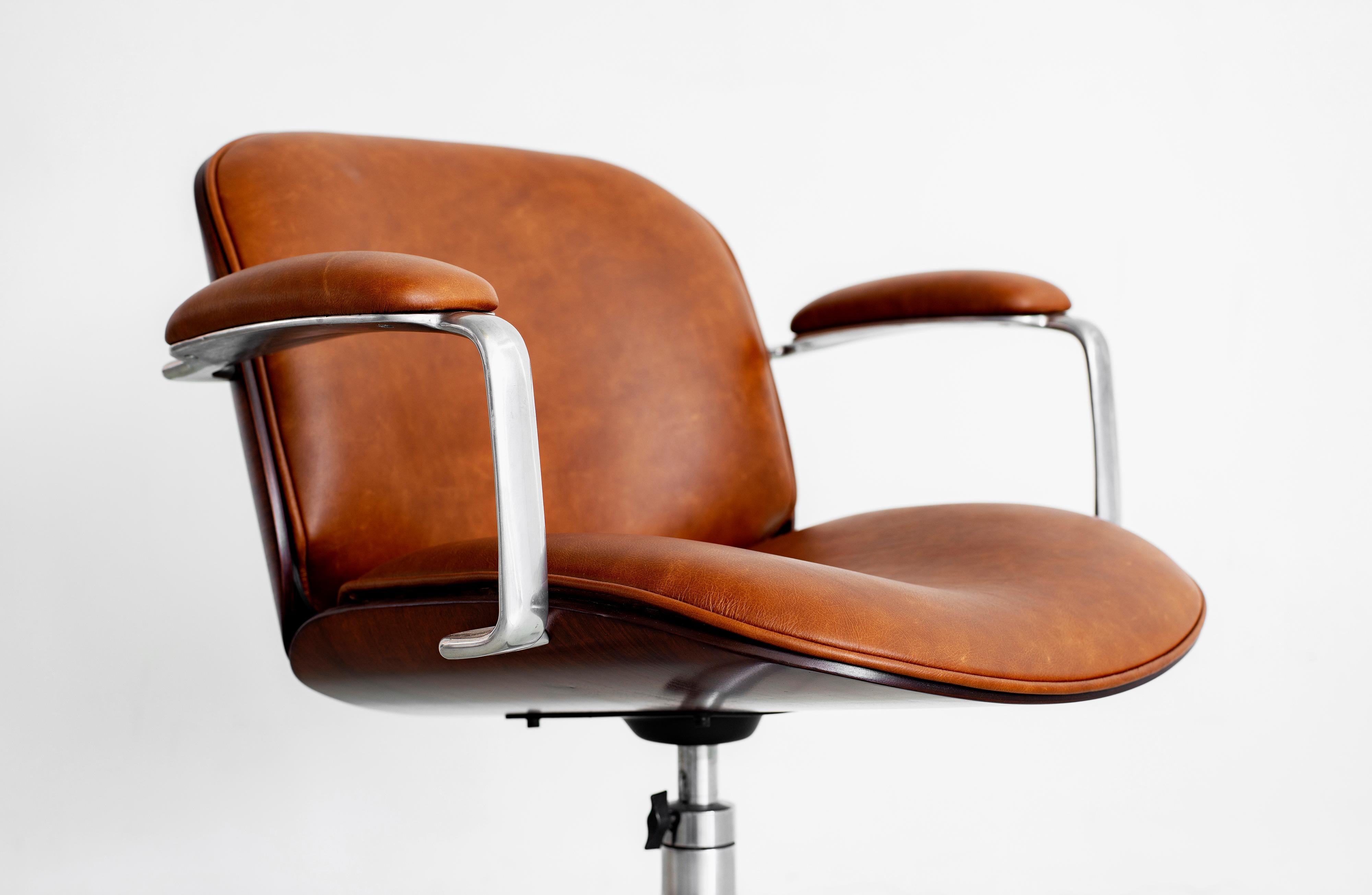 Ico Parisi Office Chair, Brown Leather 1