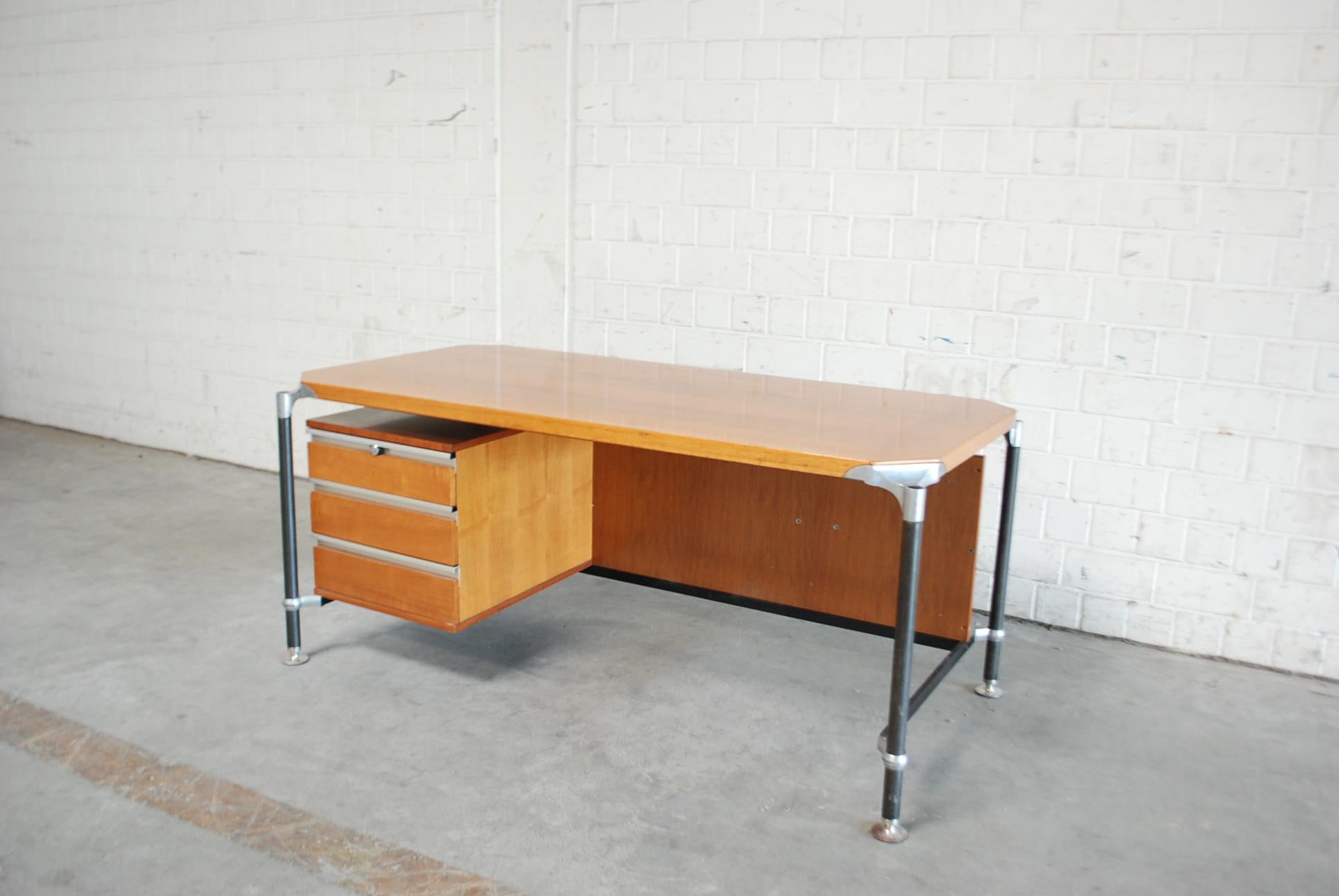 Aluminum Ico Parisi Office Desk Writing Table for MIM Midcentury, 1960