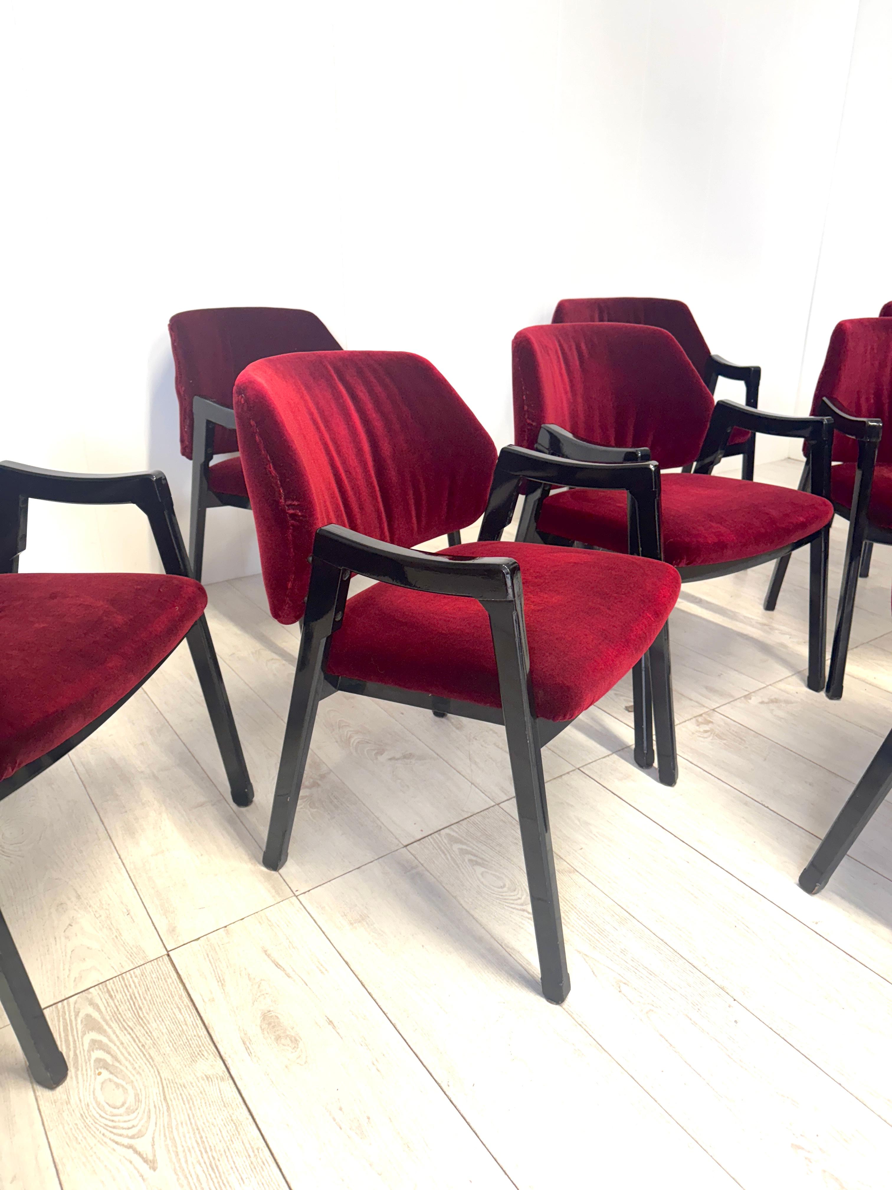 Ico Parisi, Otto poltroncine mod. 814, prod. Cassina, 1961 en Bueno estado para la venta en Rivoli, IT