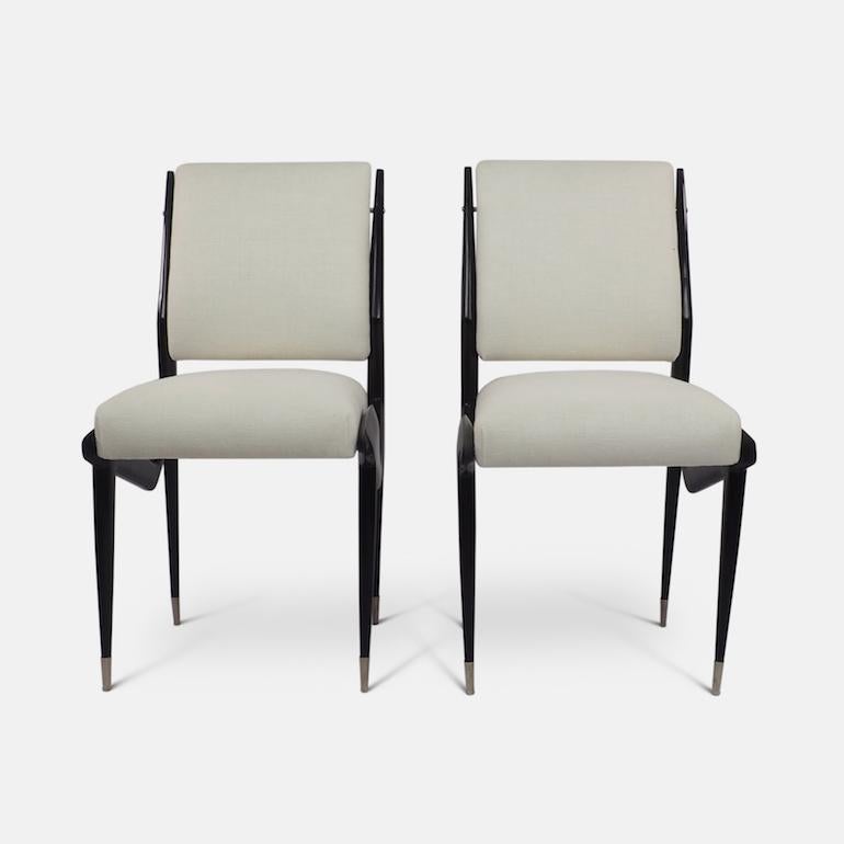 Mid-20th Century Ico Parisi Pair of Ebonized Side Chairs