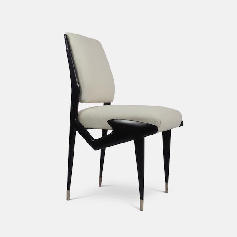 Softwood Ico Parisi Pair of Ebonized Side Chairs