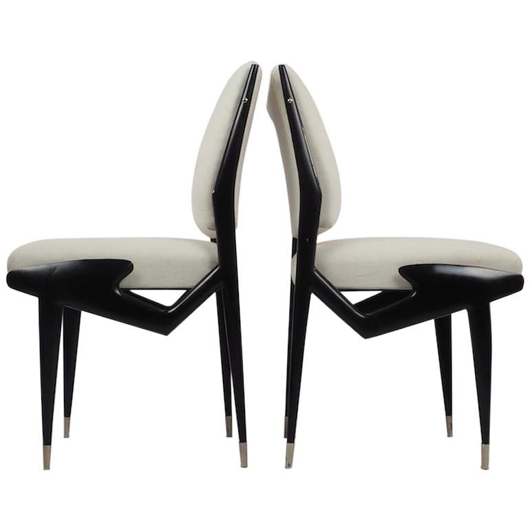 Ico Parisi Pair of Ebonized Side Chairs