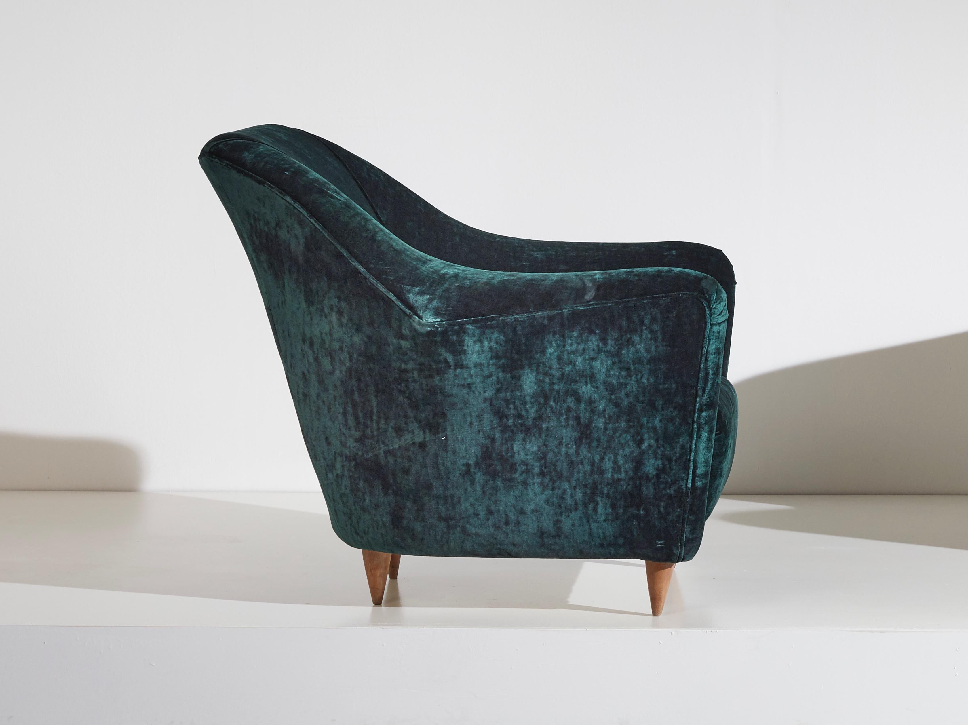 Ico Parisi Pair of Velvet Armchairs for Ariberto Colombo 'Attr.' - Italy 1950s 1