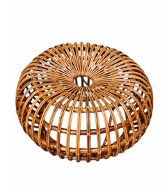 Ico Parisi für Bonacina Geflochtener Rattan-Puffsessel, Italien 1960er Jahre