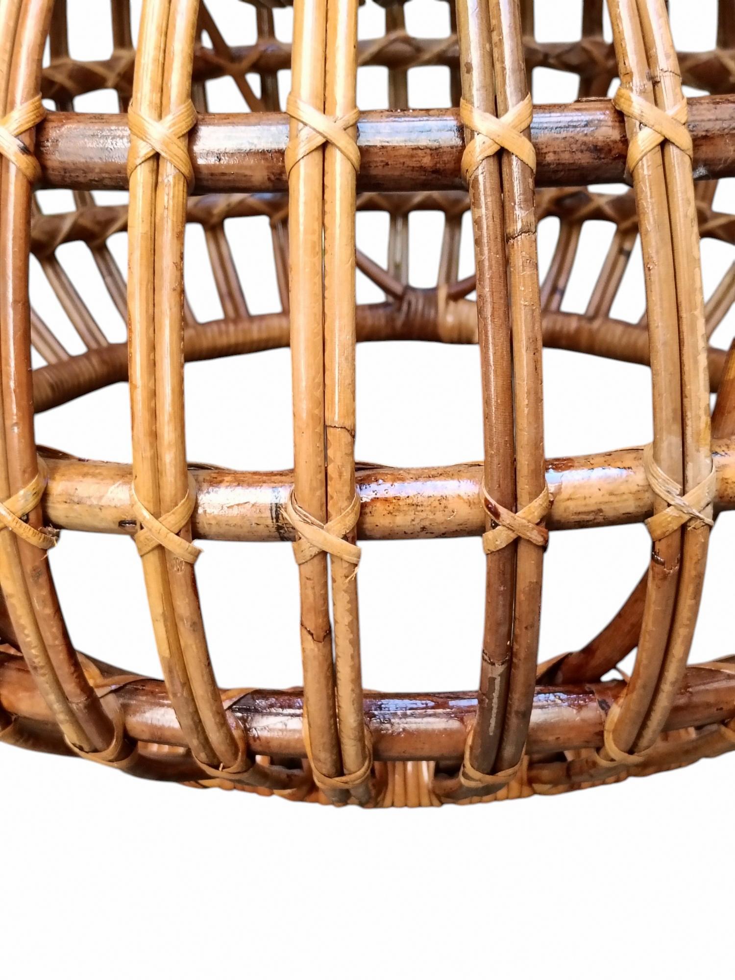 Ico Parisi per Bonacina Pouf in Rattan Intrecciato, Italia 1960s In condizioni buone in vendita a Naples, IT