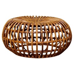 Ico Parisi for Bonacina Woven Rattan Pouf, Italy 1960s