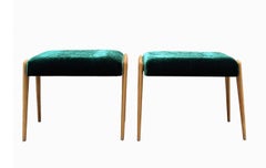 Ico Parisi pour Cantu' Italia Paire de tabourets en tissu vert, Italie, années 1950