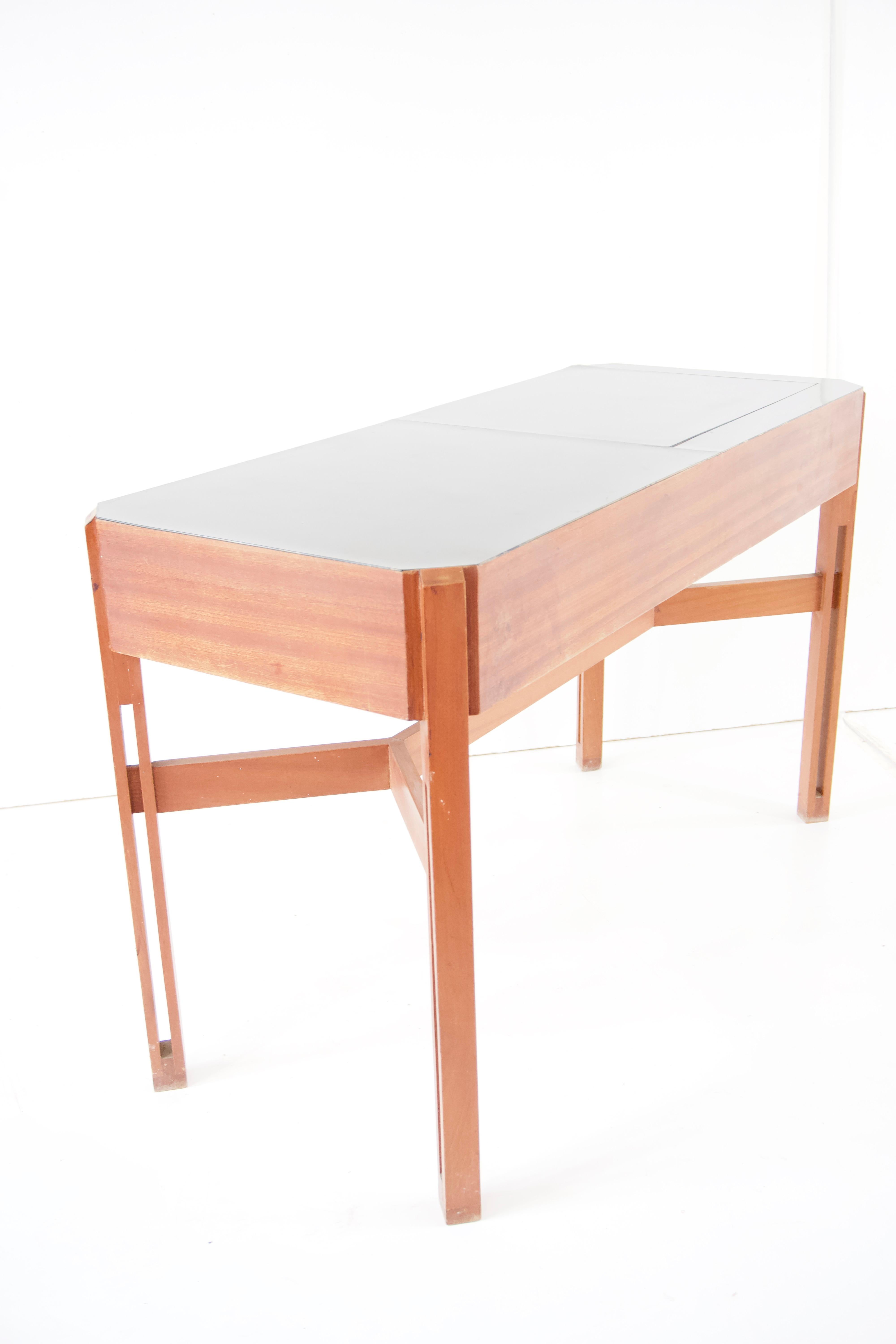 Ico Parisi Rare Large Wood and Laminate Desk with Mirror, Hotel Lorena, 1959.60 For Sale 4
