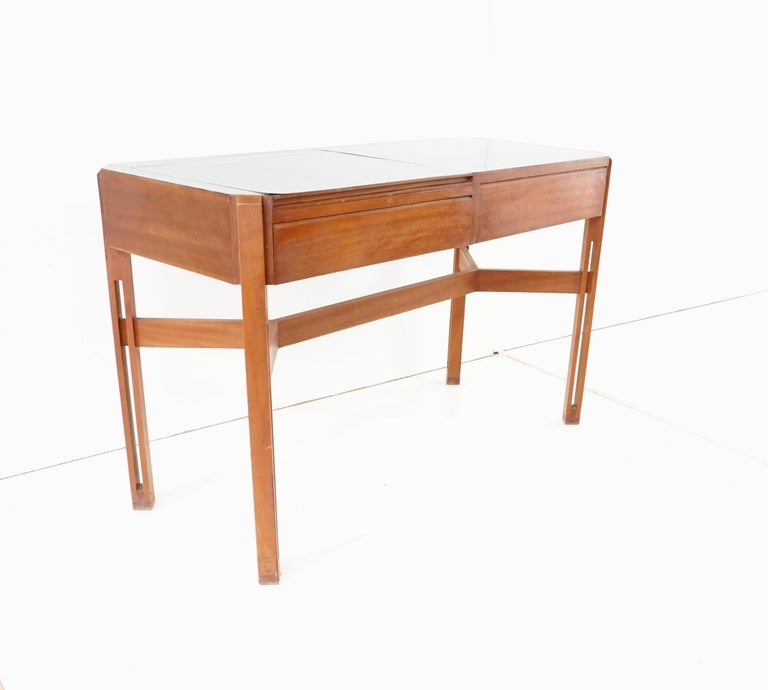 Ico Parisi Rare Large Wood and Laminate Desk with Mirror, Hotel Lorena, 1959.60 In Good Condition For Sale In Rome, IT