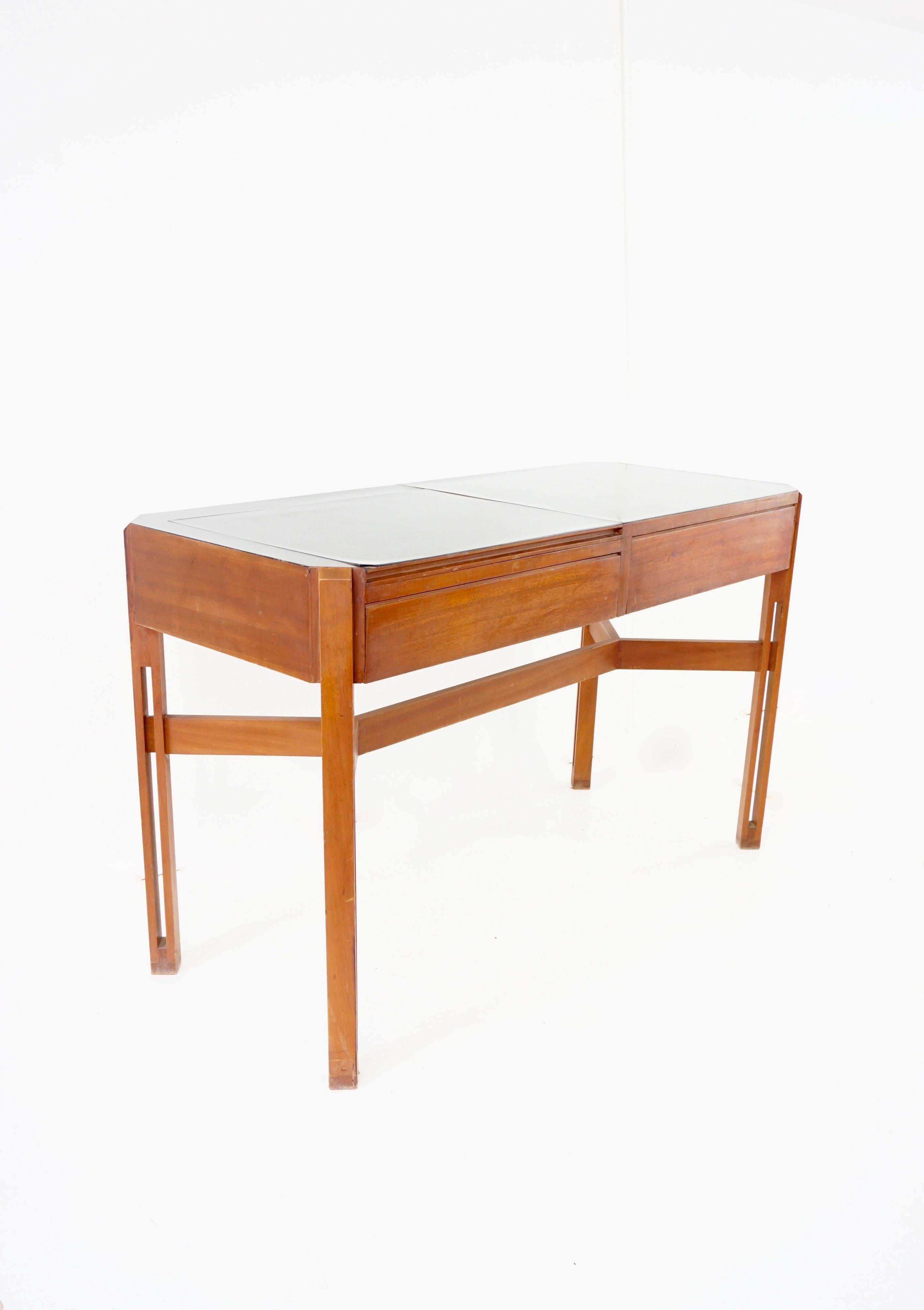 Mid-Century Modern Ico Parisi Rare Large Wood and Laminate Desk with Mirror, Hotel Lorena, 1959.60 For Sale