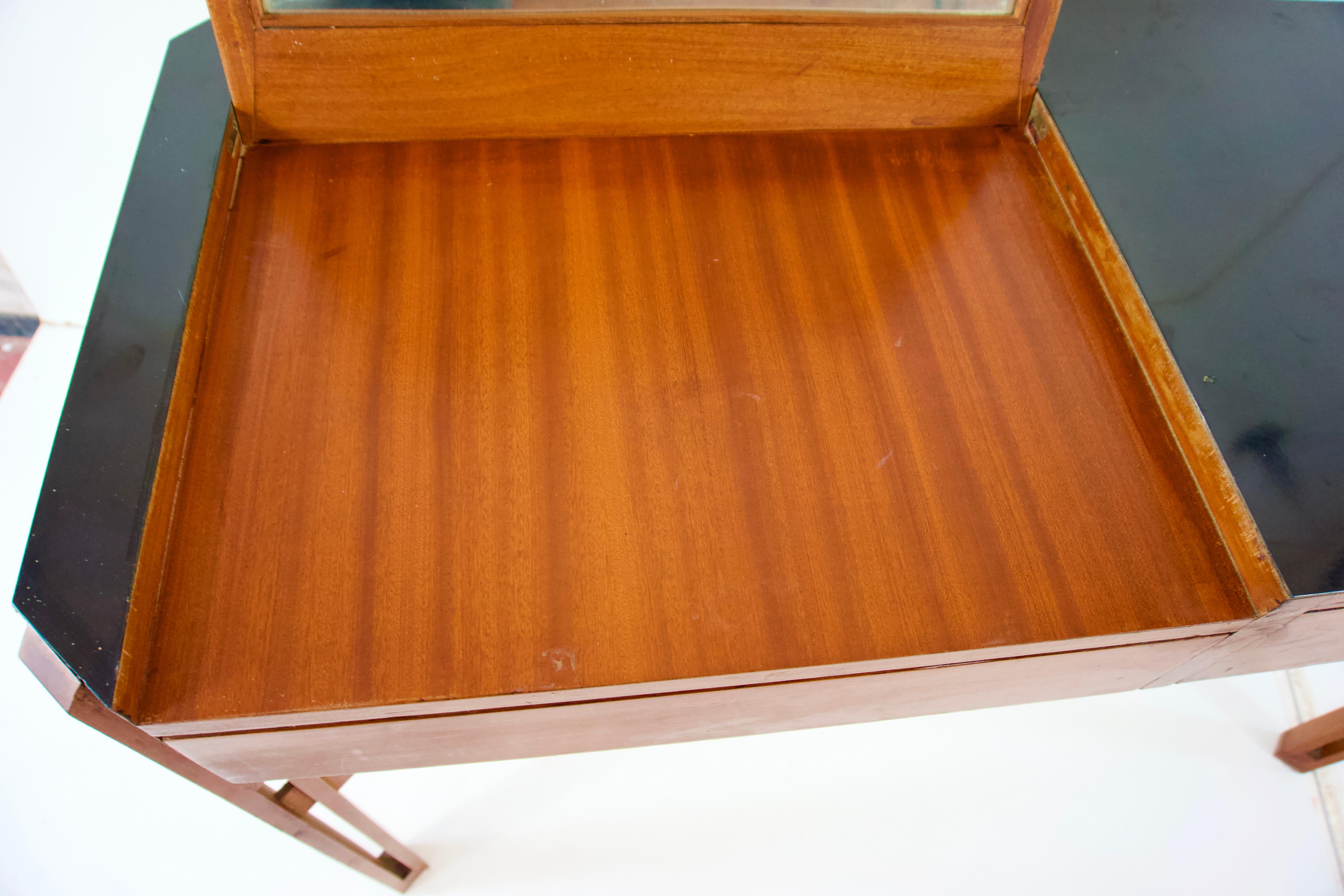 Ico Parisi Rare Large Wood and Laminate Desk with Mirror, Hotel Lorena, 1959.60 In Good Condition For Sale In Rome, IT