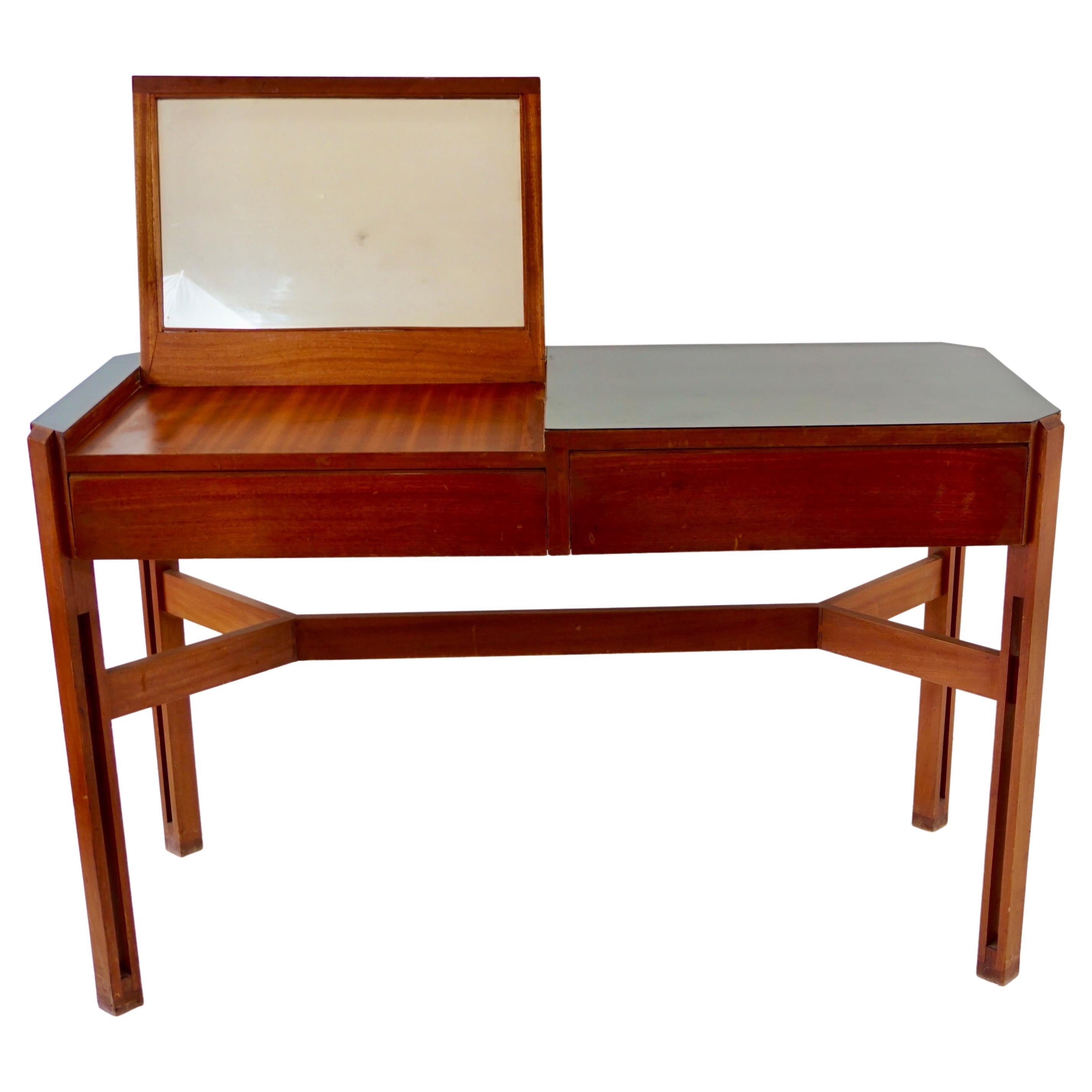Ico Parisi Rare Large Wood and Laminate Desk with Mirror, Hotel Lorena, 1959.60 For Sale