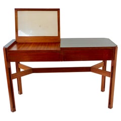 Vintage Ico Parisi Rare Large Wood and Laminate Desk with Mirror, Hotel Lorena, 1959.60