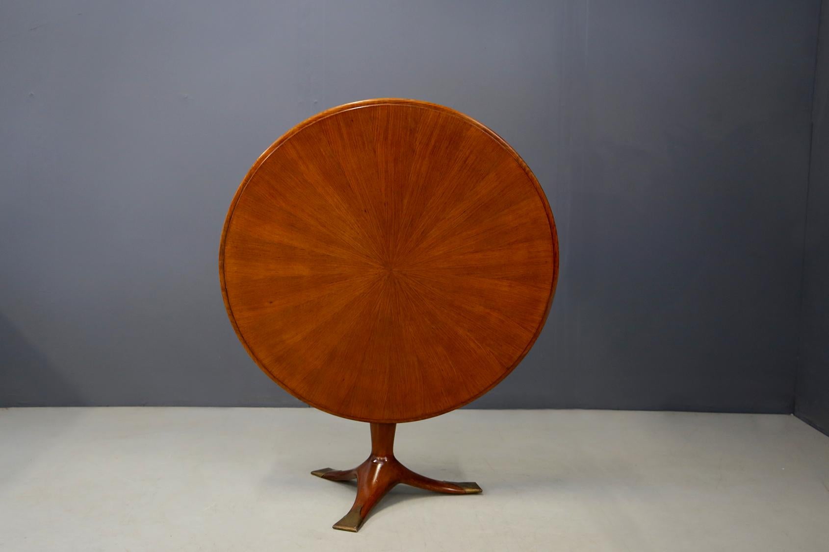Ico Parisi Rare Published and Certified Flap Table in Wood and Brass, from 1950s 1