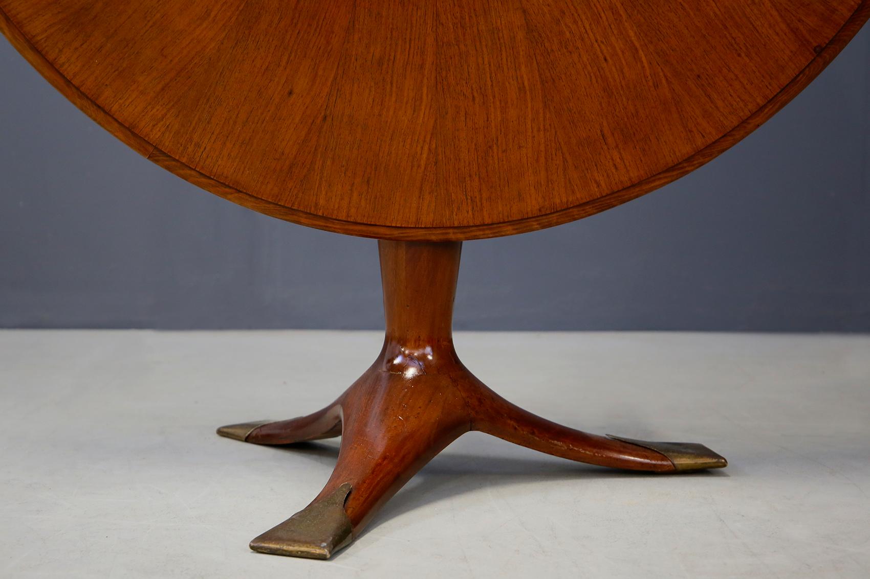 Ico Parisi Rare Published and Certified Flap Table in Wood and Brass, from 1950s 2