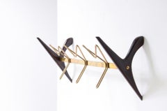 Ico Parisi refined wood and brass coat hanger.