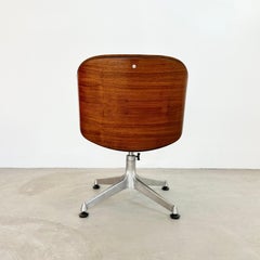 Ico Parisi Rosewood and Suede Desk Chair, 1950s Italy