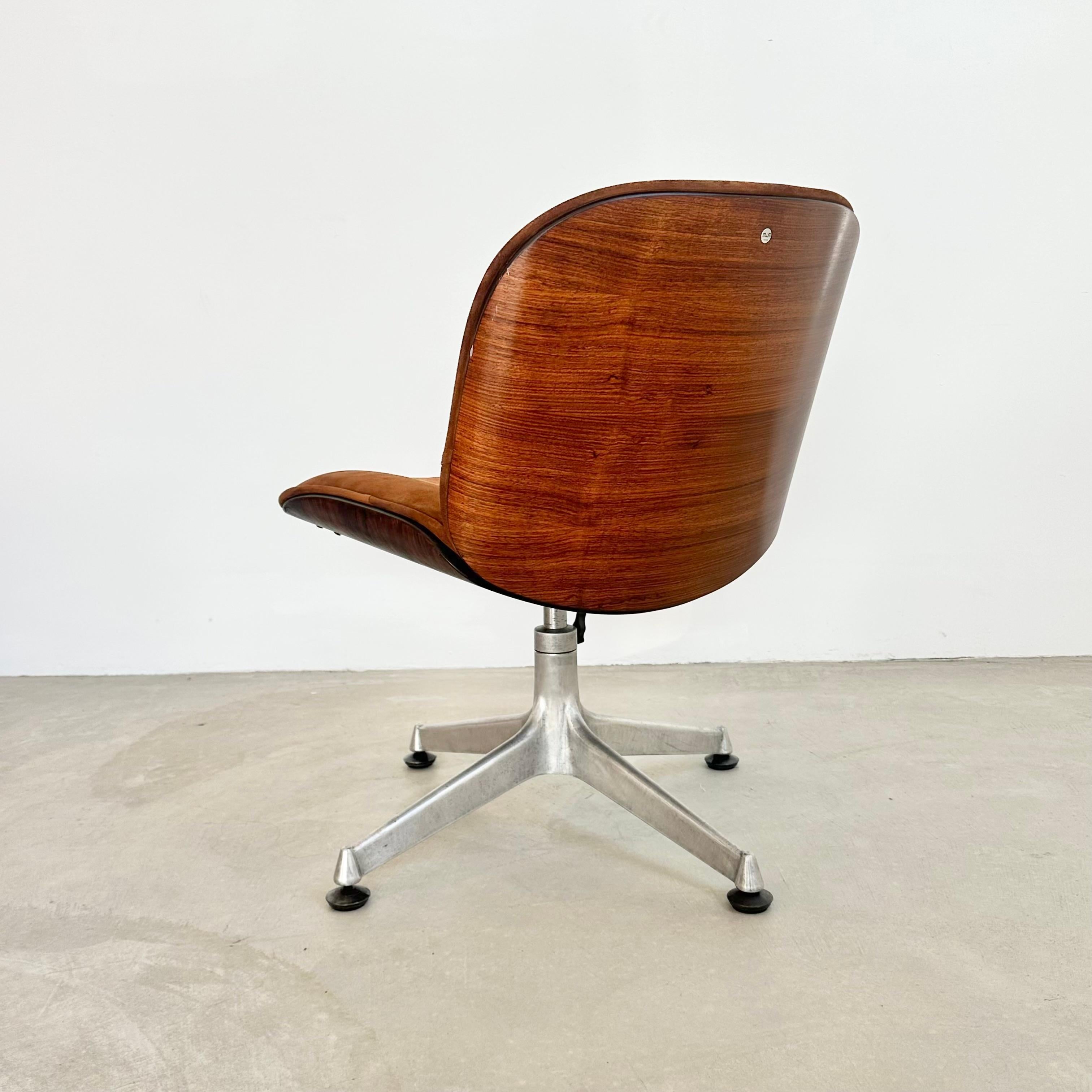 Silla de escritorio Ico Parisi de palisandro y ante, años 50 Italia Italiano