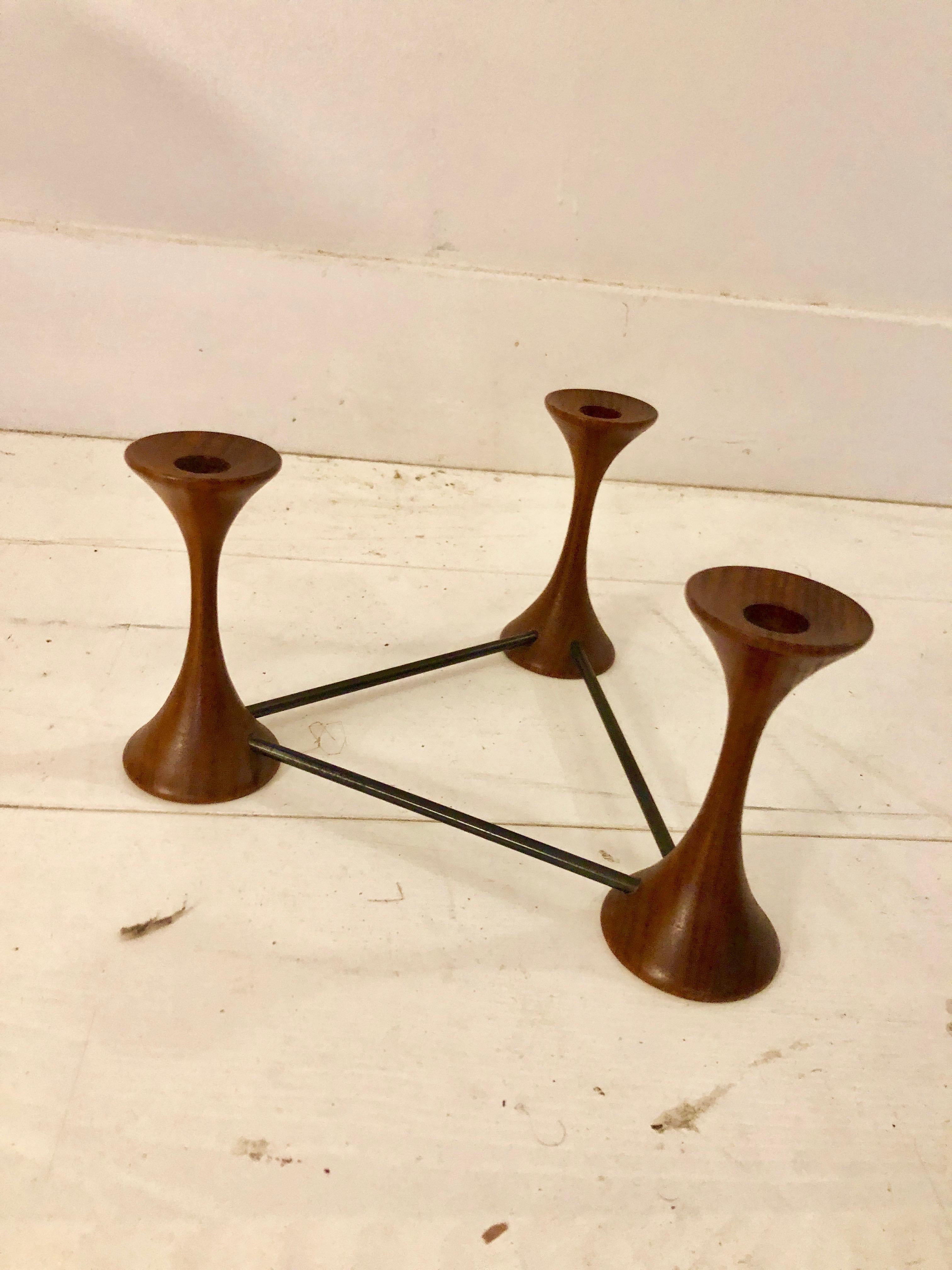 Mid-Century Modern Ico Parisi Rosewood Candelabra For Sale