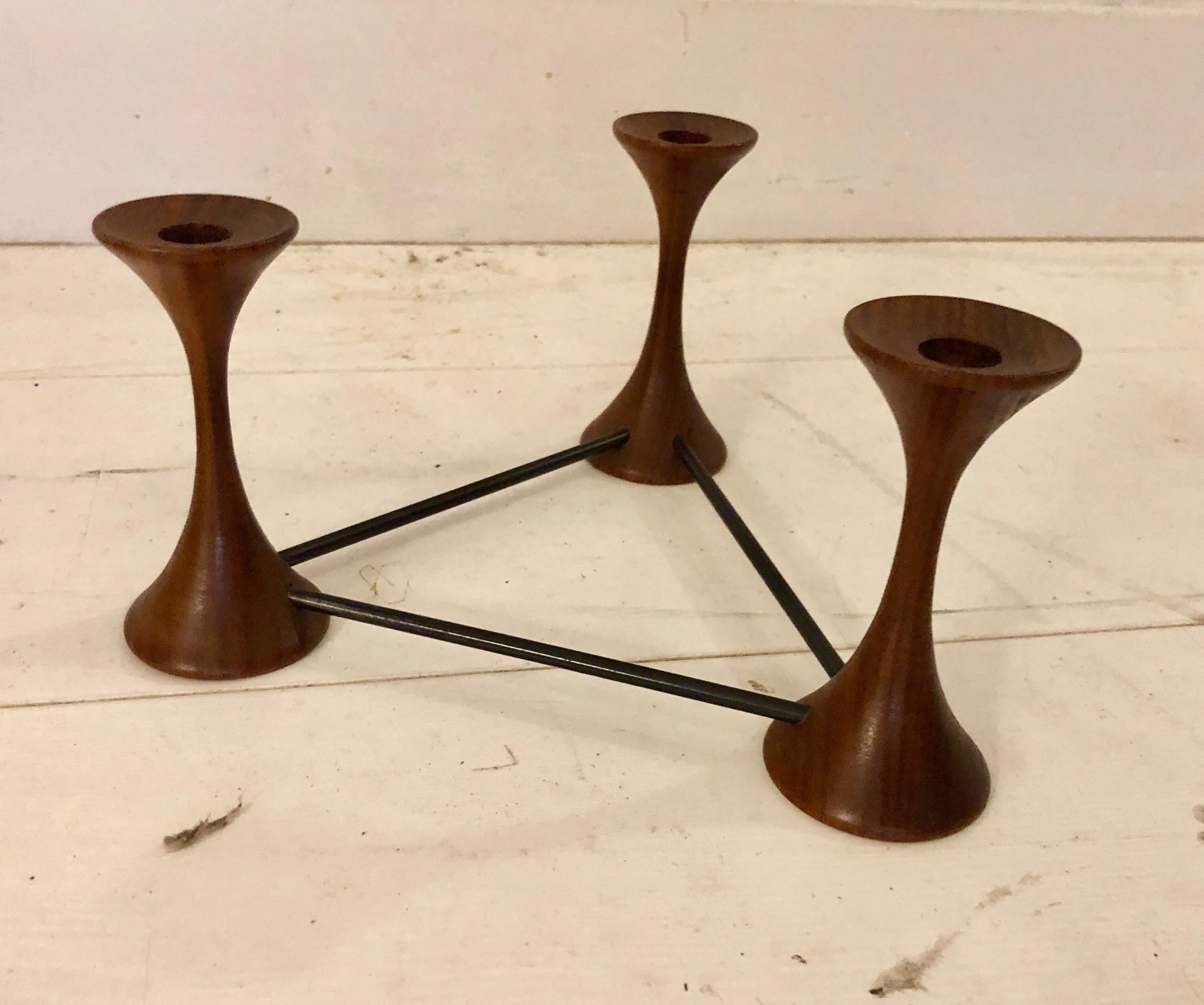 Ico Parisi Rosewood Candelabra In Good Condition For Sale In Brooklyn, NY