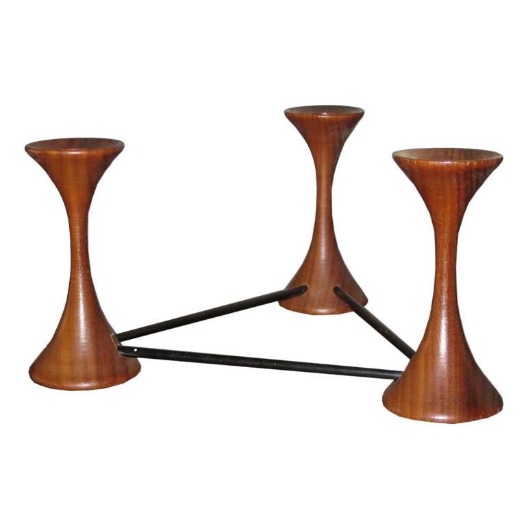 Ico Parisi Rosewood Candelabra For Sale