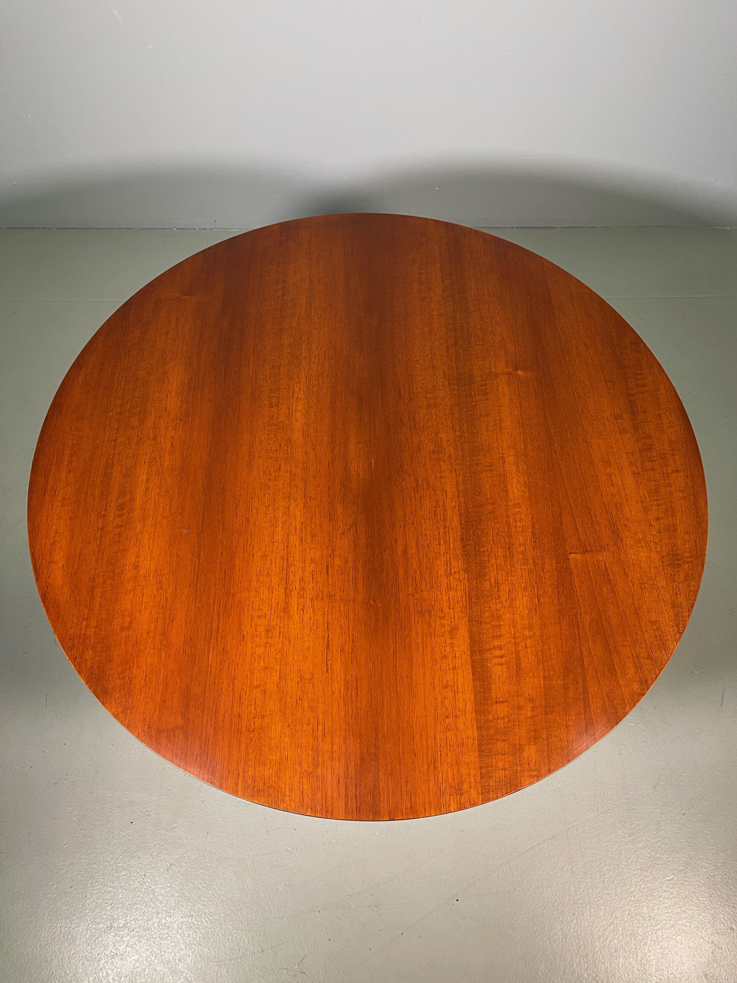 Mid-Century Modern Ico Parisi Round Low Table with Mahogany Top and Brass Feet, Cassina Milano 1955