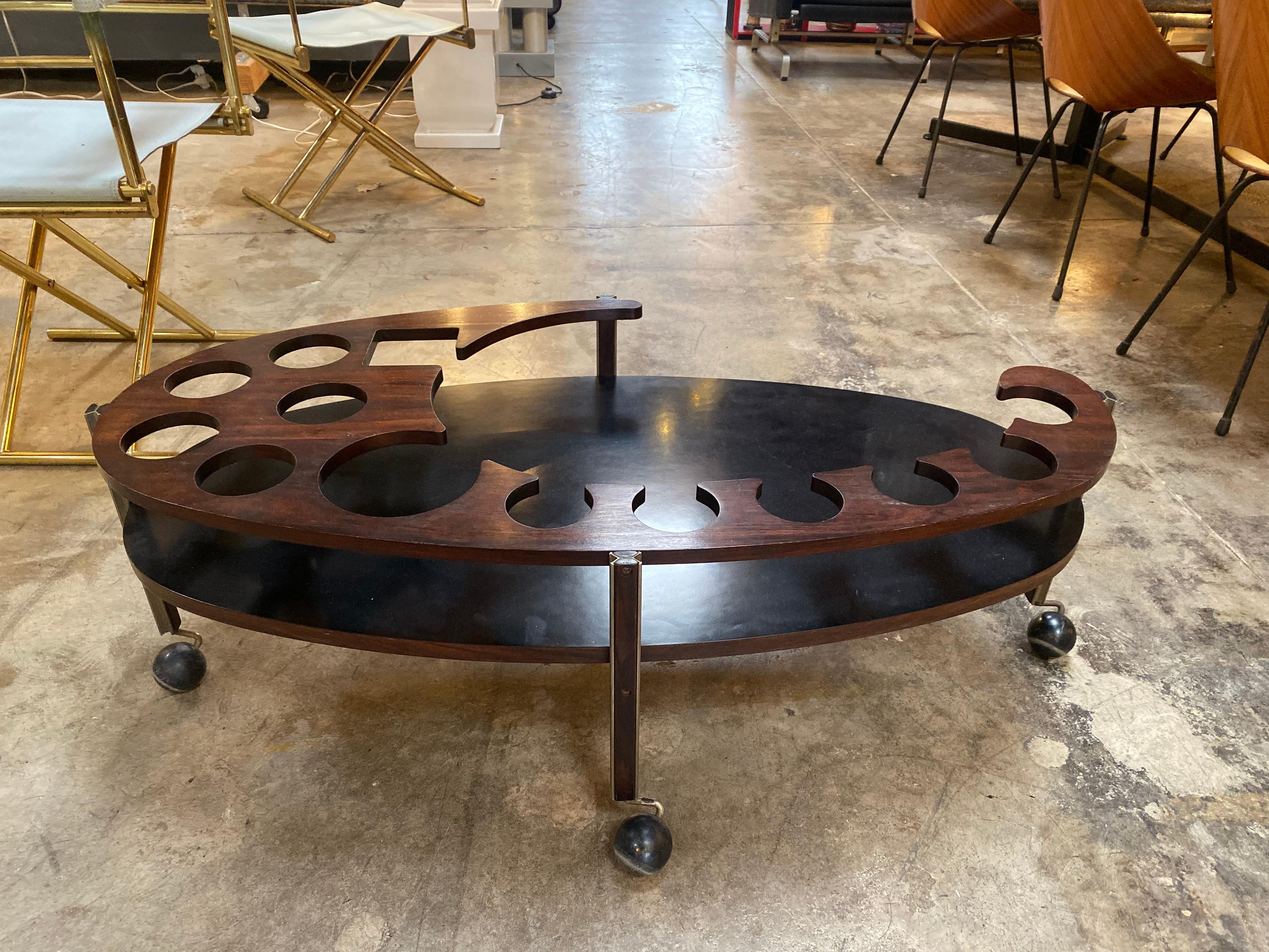 Ico Parisi Sculptural Open Bar Coffee Table Mod. Idra, Italy, 1960s In Good Condition For Sale In Los Angeles, CA