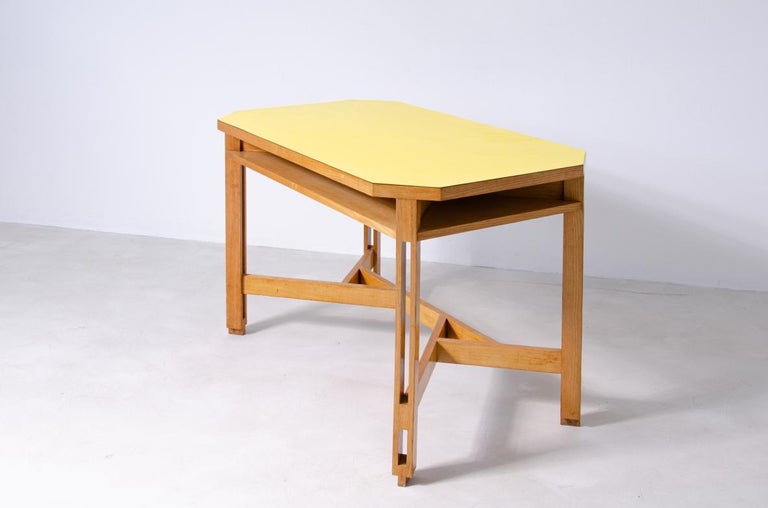Ico Parisi, Set Consisting of a Small Desk with Chair and Coffee Table on Wheels For Sale 1