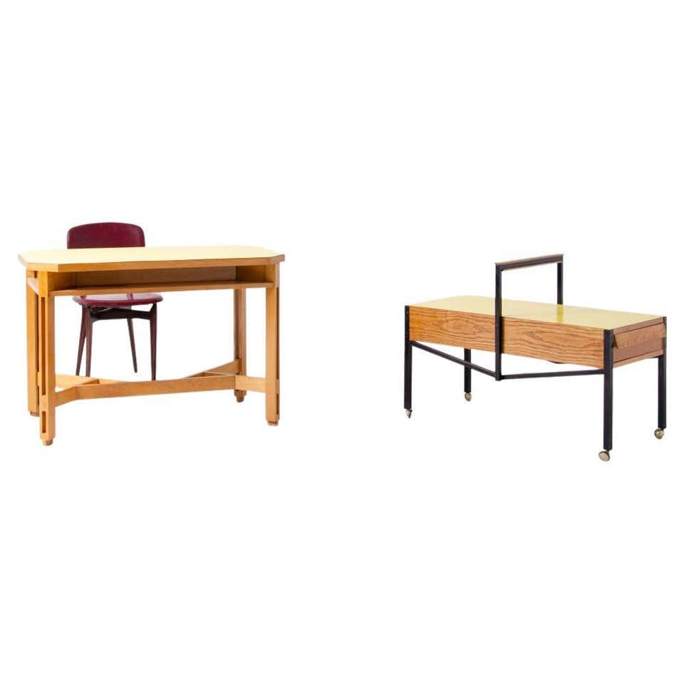 Carved Slat Desk and Chair by Ico Parisi at 1stDibs