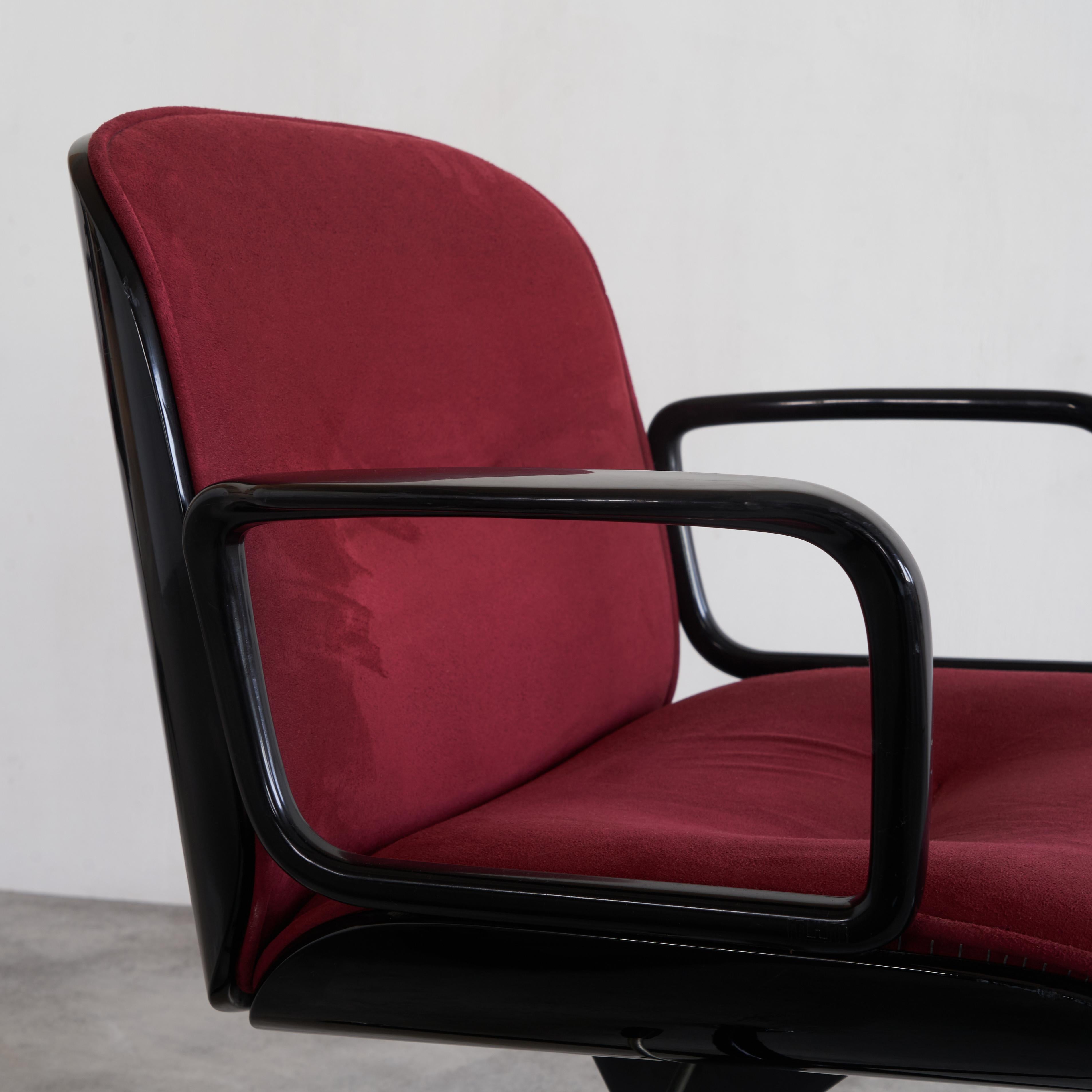 Lacquered Ico Parisi Set of Black Lacquer and Velvet ‘Terni’ Executive Chairs for MIM Roma