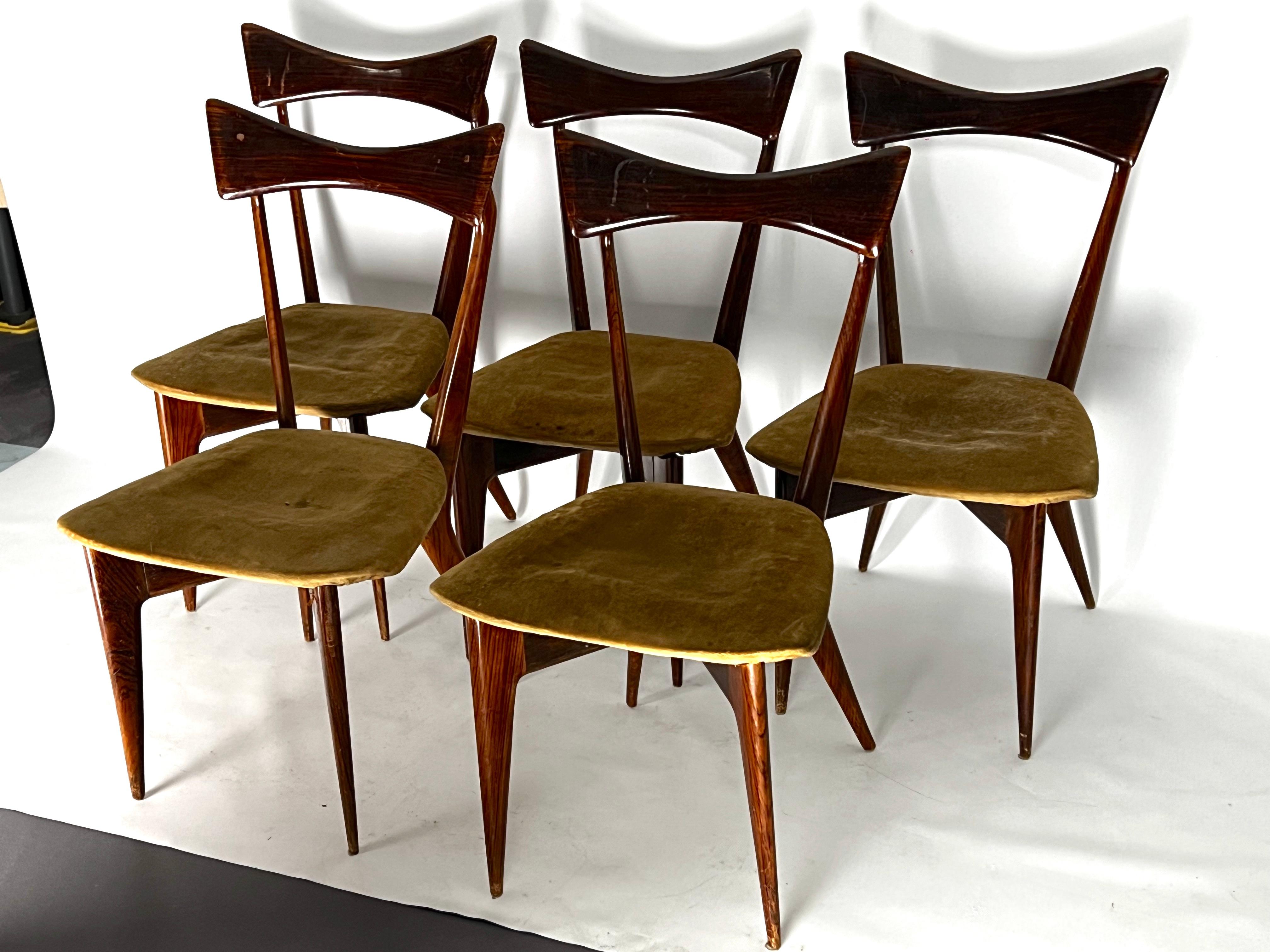 Mid-Century Modern Ico Parisi, ensemble de cinq chaises papillon pour Ariberto Colombo. Italie années 1950