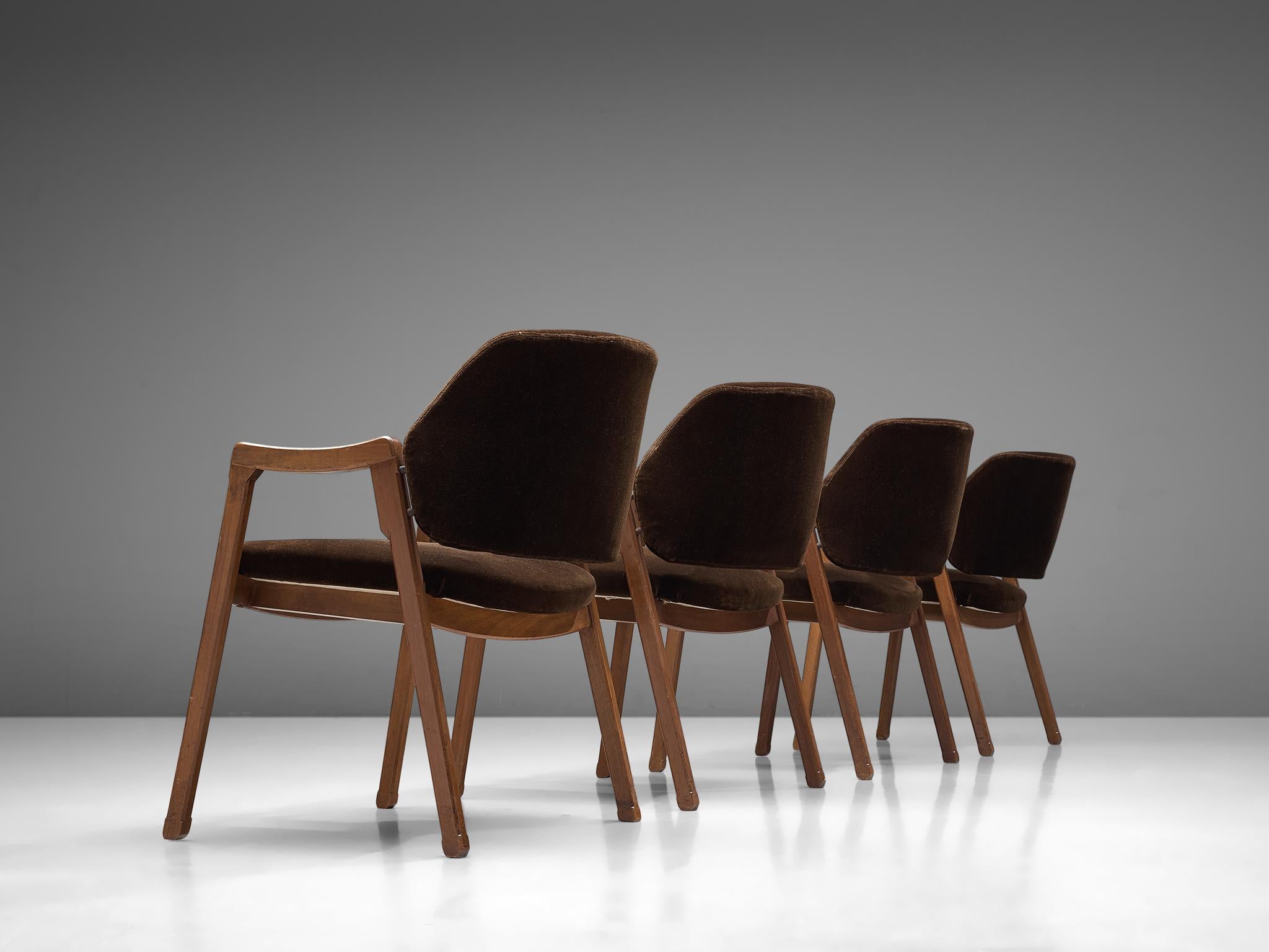 Italian Ico Parisi Set of Four Armchairs for Cassina