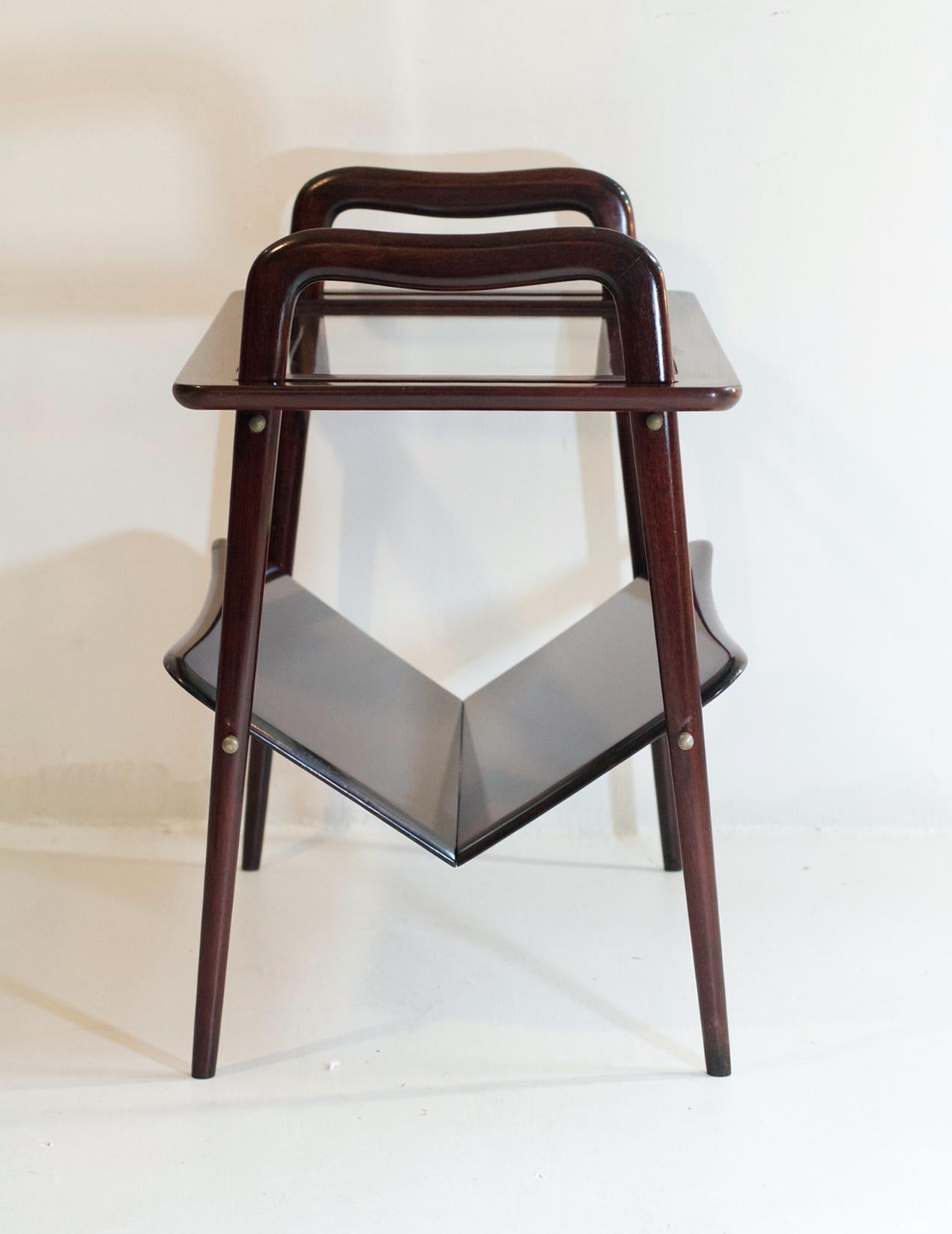 Mid-Century Modern Ico Parisi Side Table with Magazine Holder Italy  