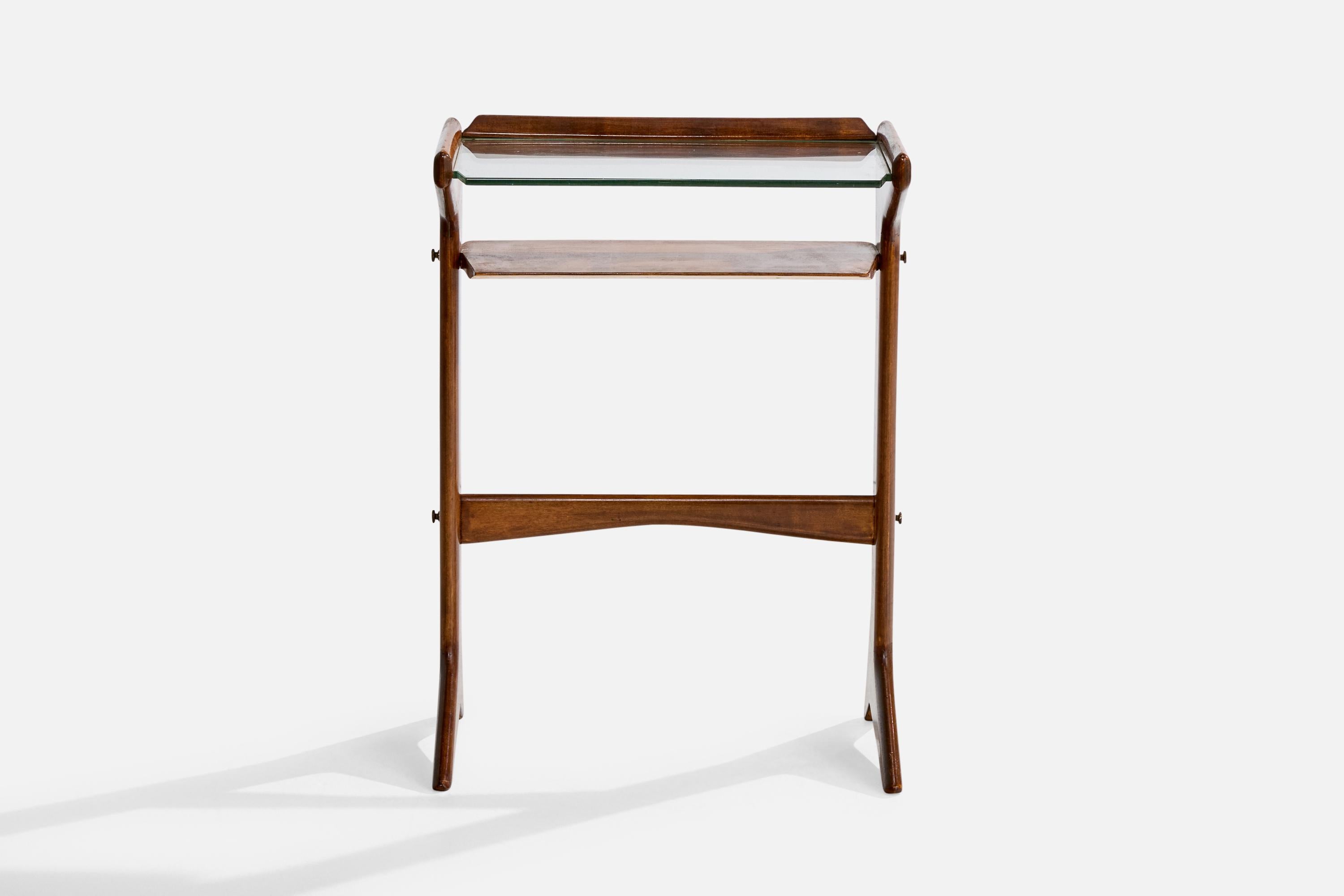 Tables d'appoint Ico Parisi, bois, laiton, verre, Italie, 1954 Bon état - En vente à High Point, NC