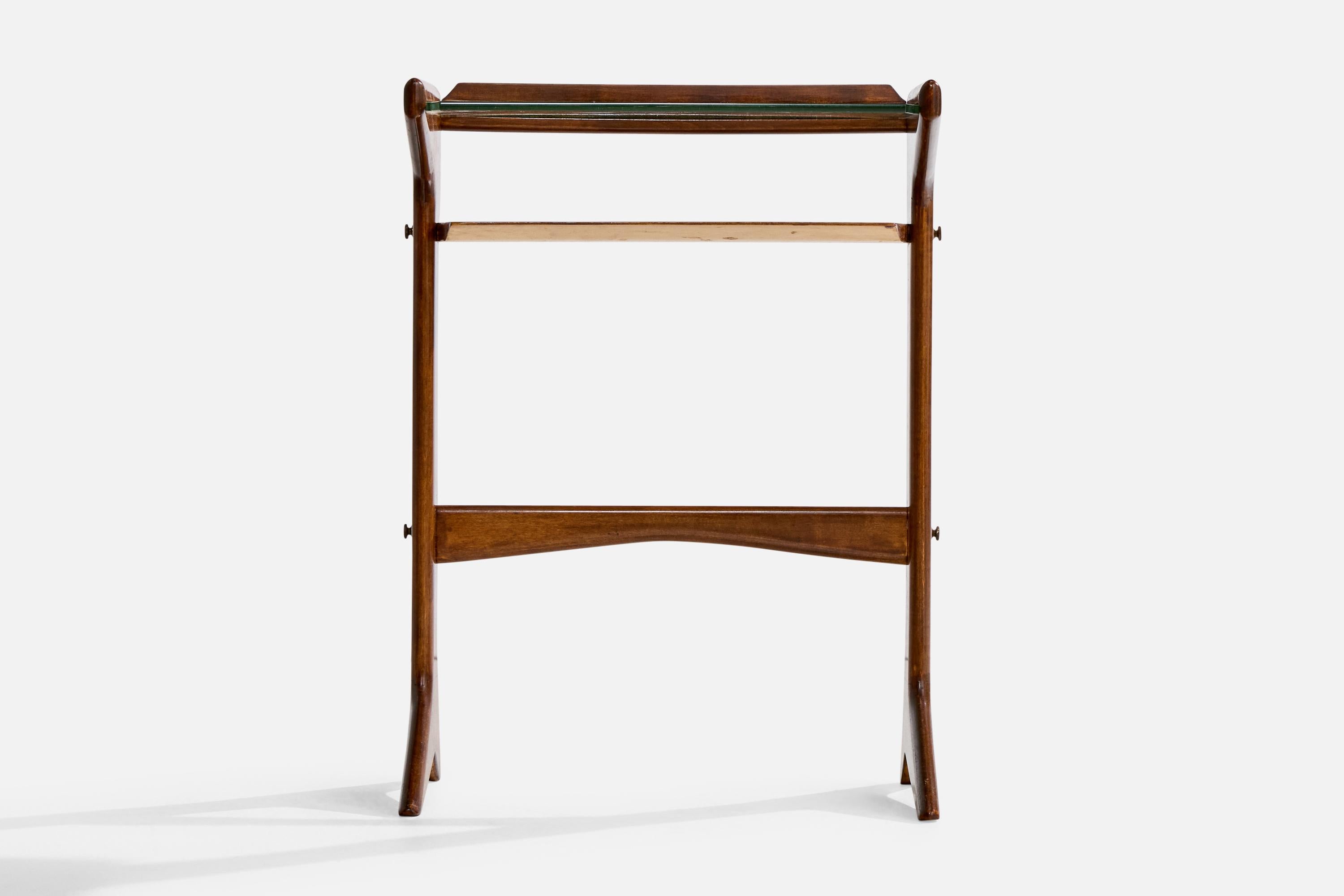 Milieu du XXe siècle Tables d'appoint Ico Parisi, bois, laiton, verre, Italie, 1954 en vente