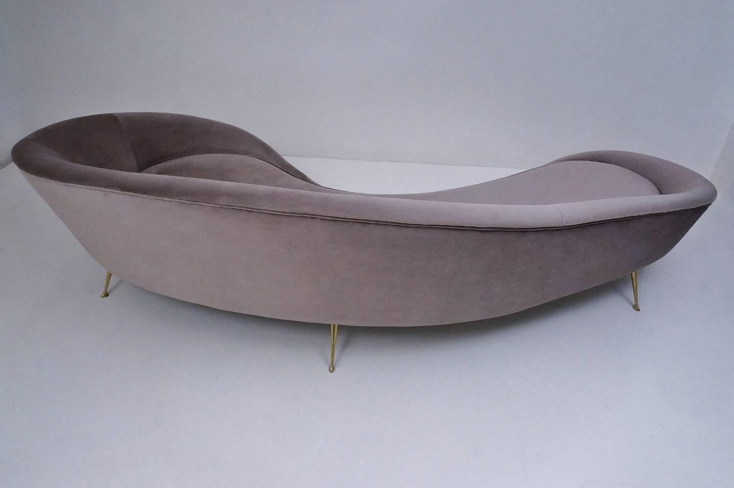 Ico Parisi Sofa 1950s Style in New Velvet Upholstery, Italian For Sale 2